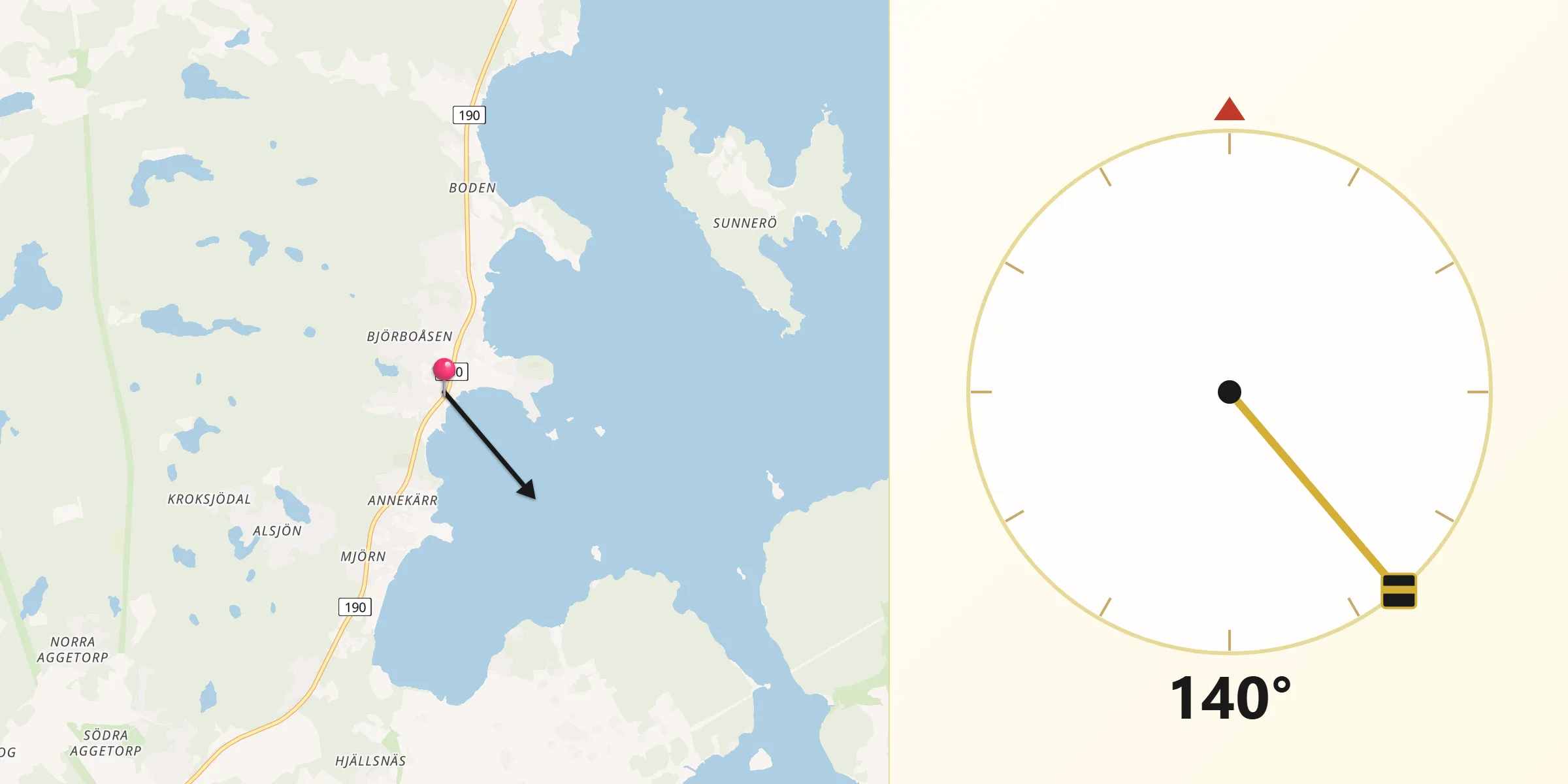 Qibla Riktning från Björboholm