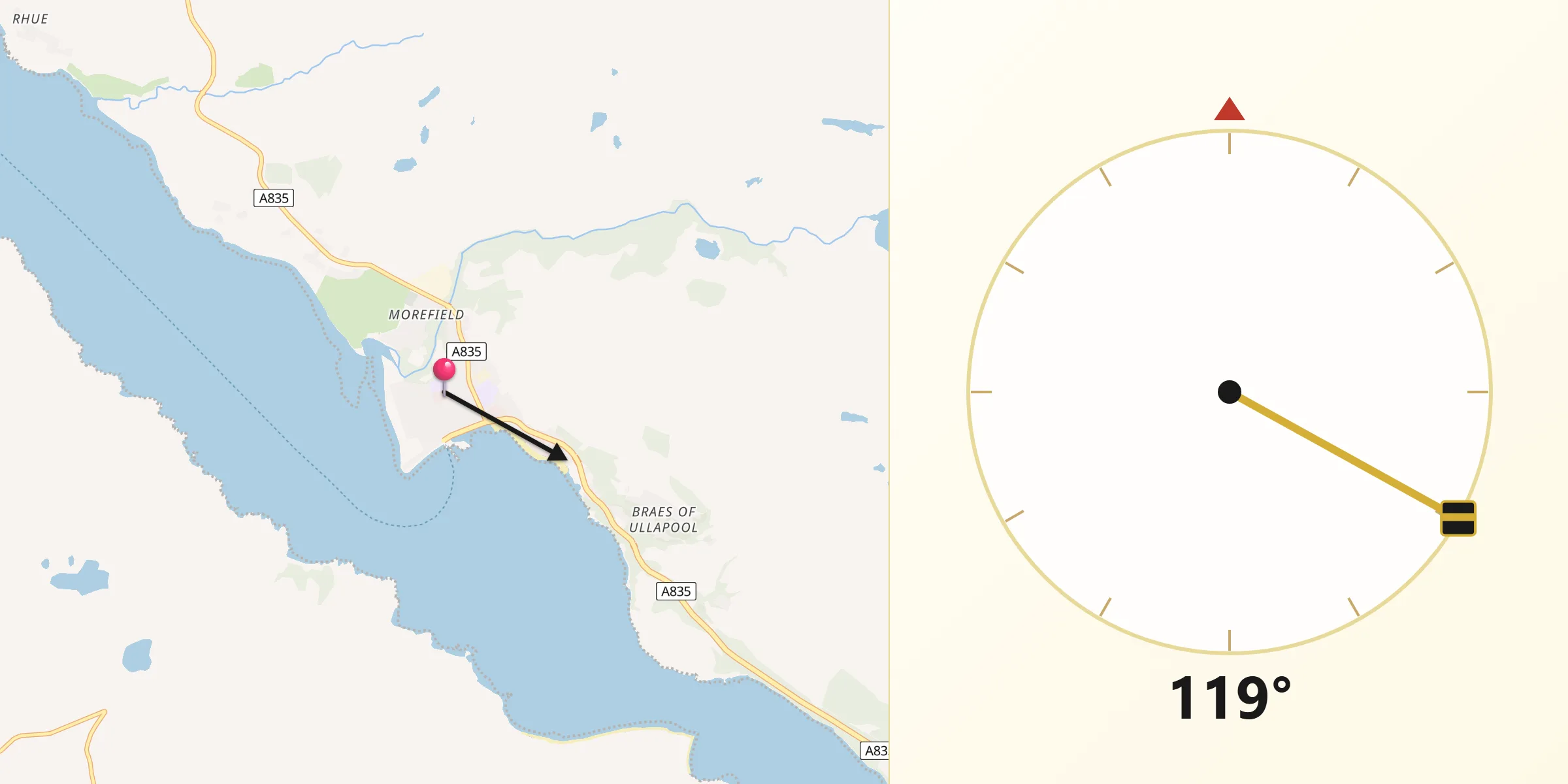 Qibla Direction from Ullapool