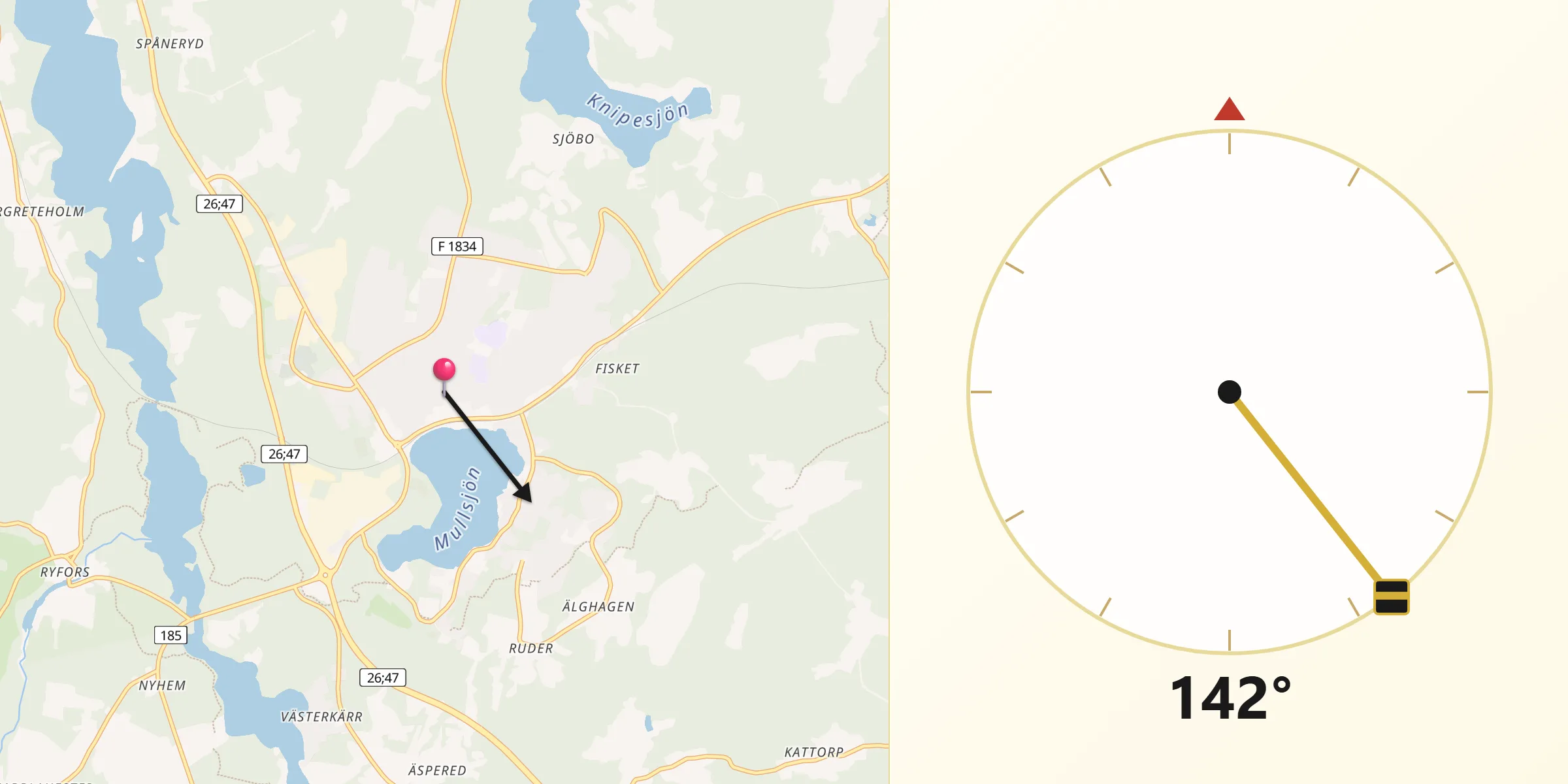 Qibla Riktning från Mullsjö