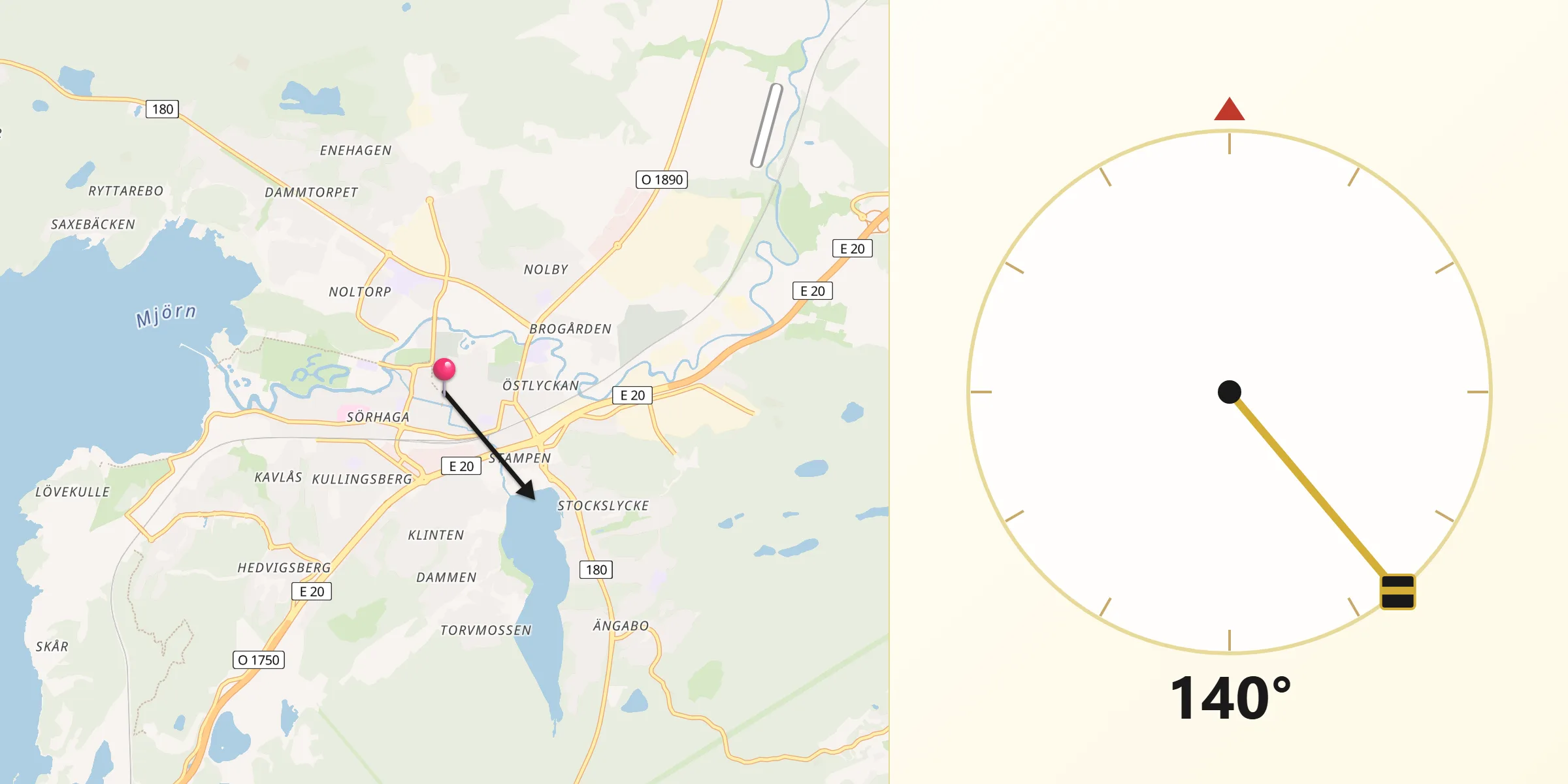 Qibla Riktning från Alingsås