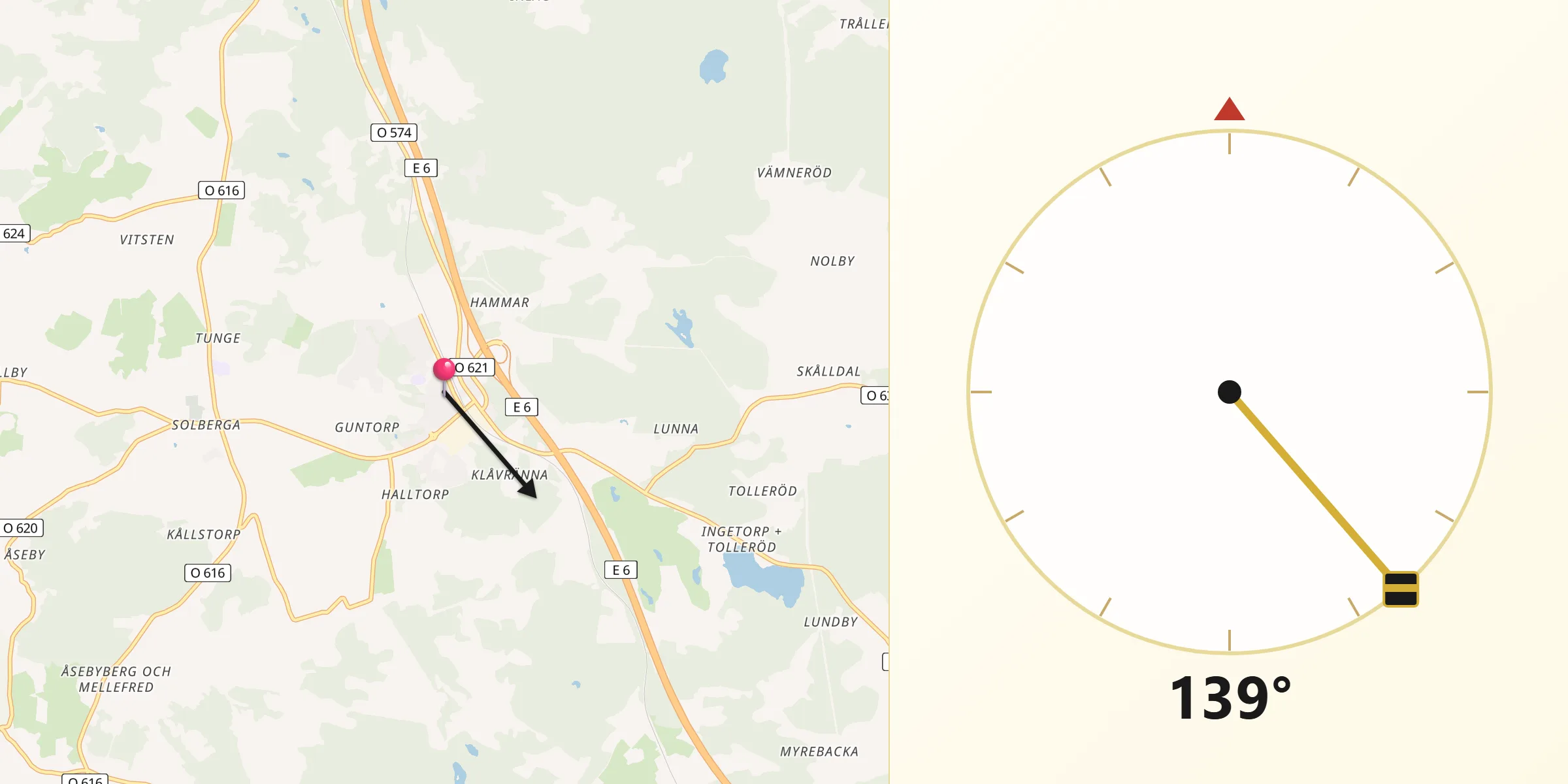 Qibla Riktning från Kode