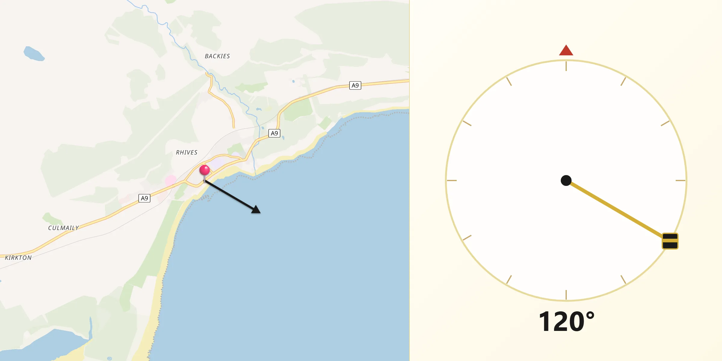 Qibla Direction from Golspie