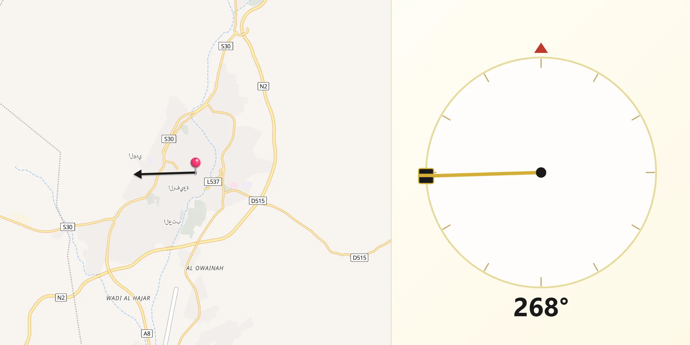 Direzione della Qibla da Fombio