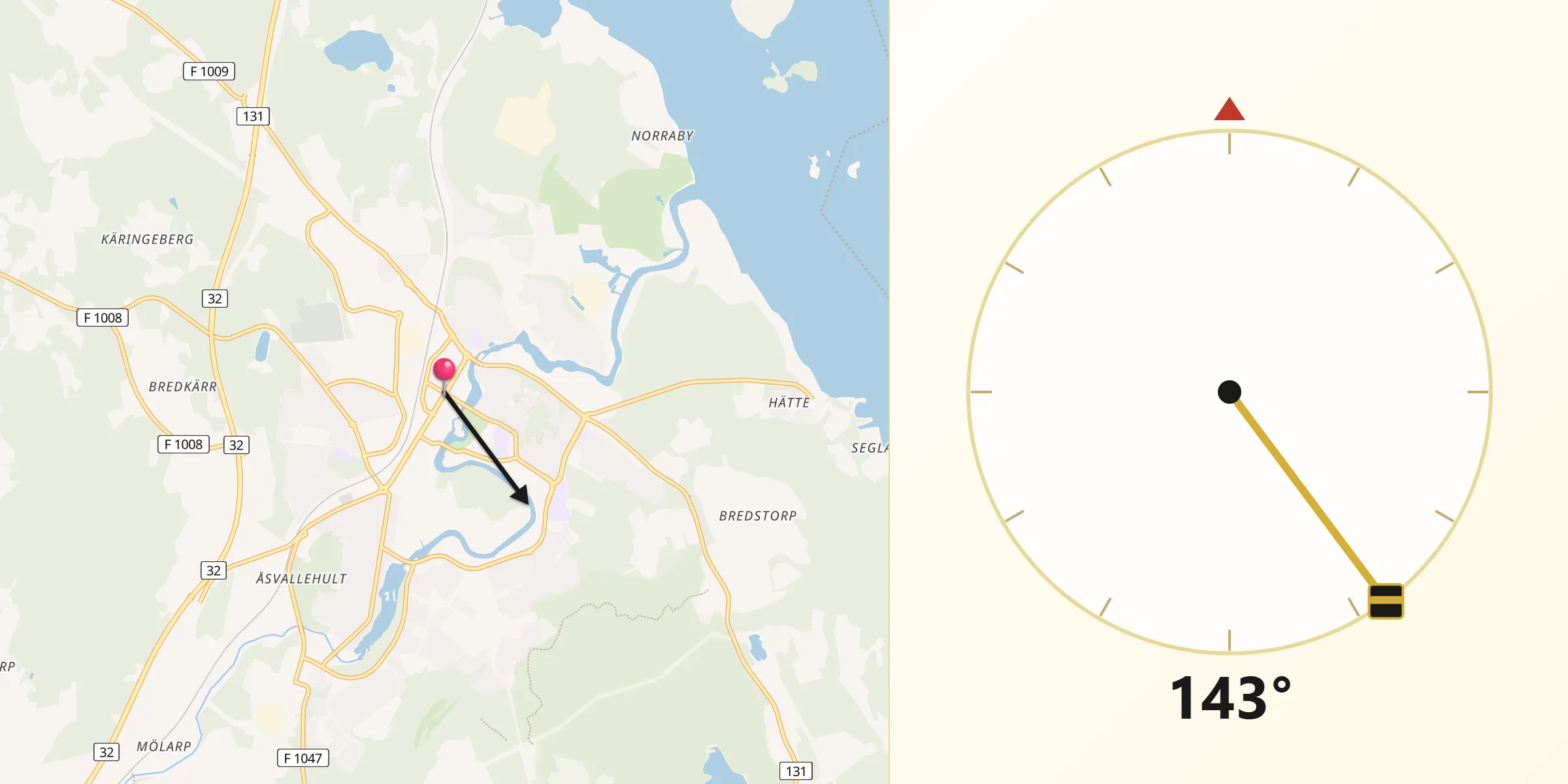 Qibla Riktning från Tranås