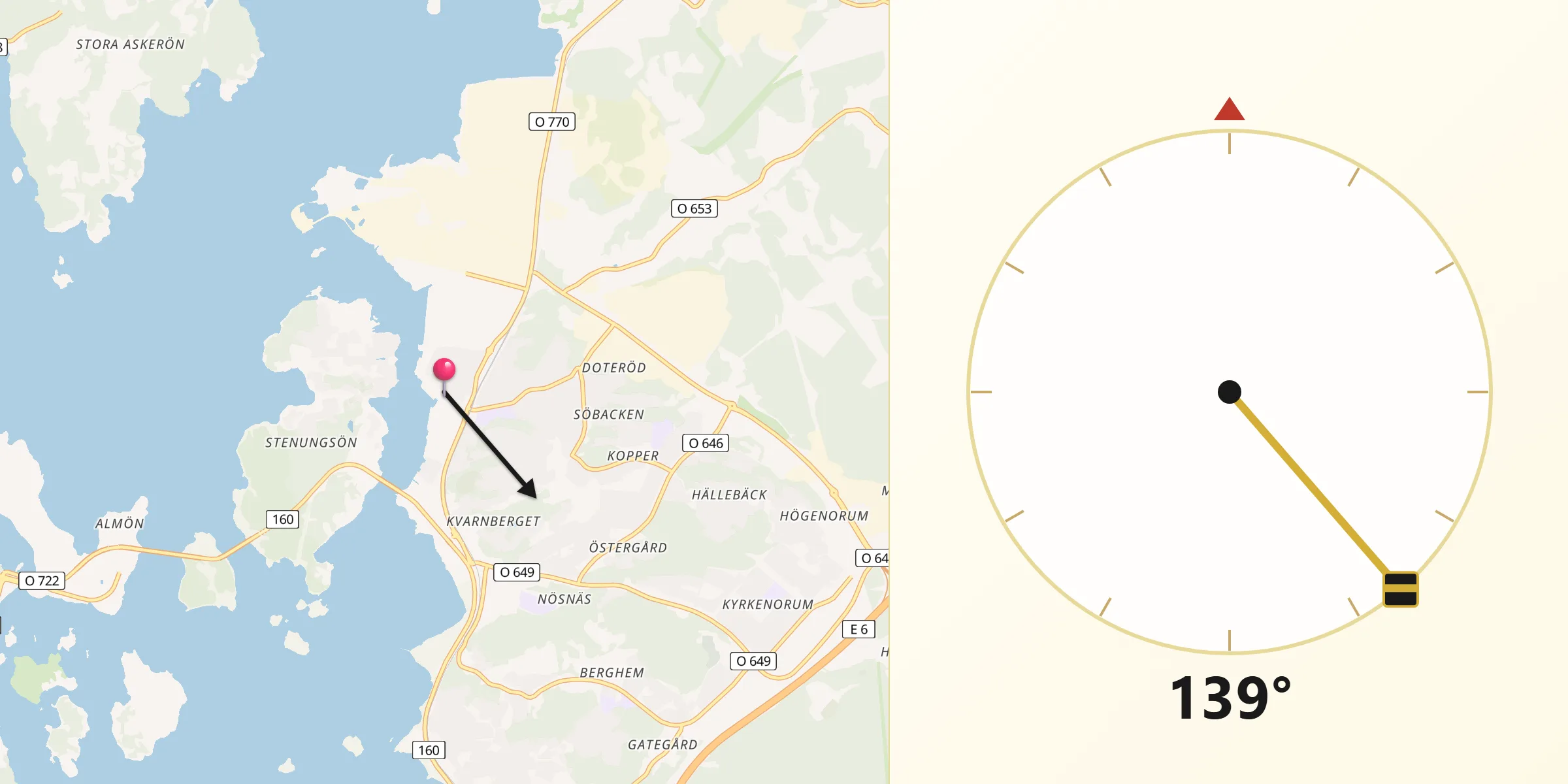 Qibla Riktning från Stenungsund