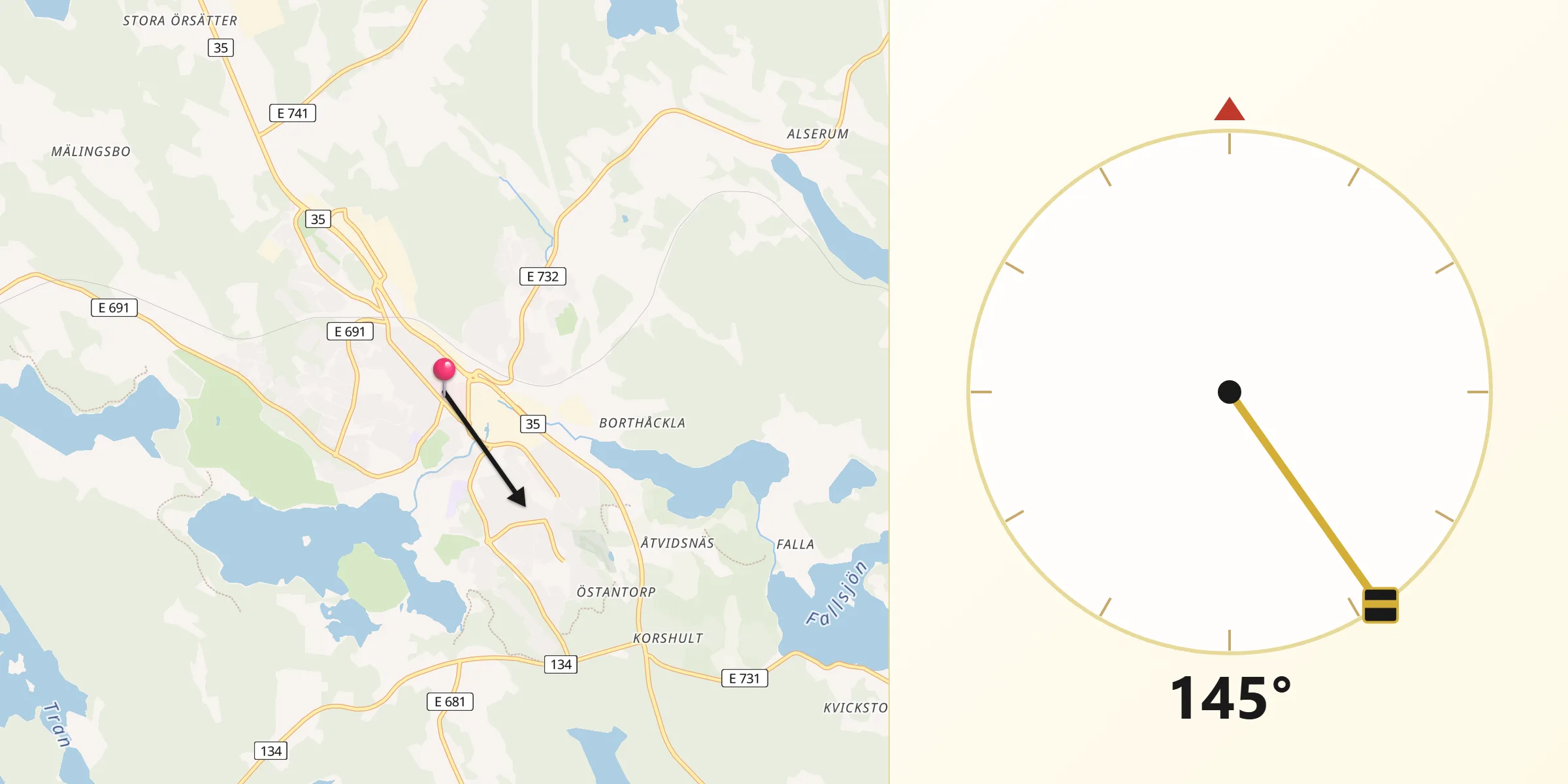 Qibla Riktning från Åtvidaberg