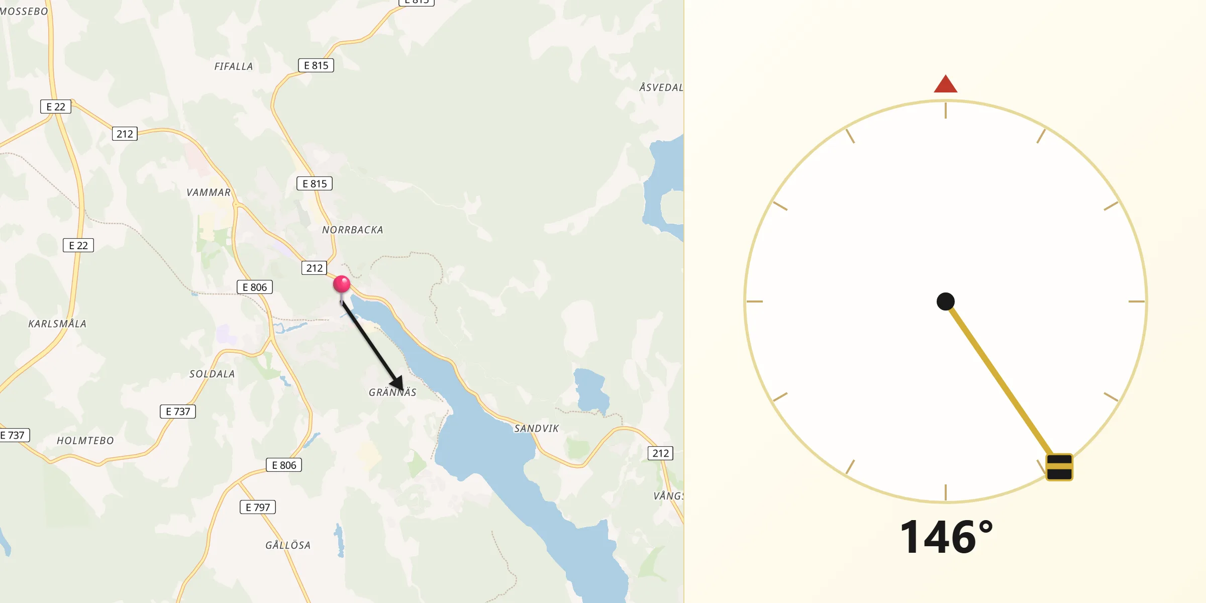 Qibla Riktning från Valdemarsvik