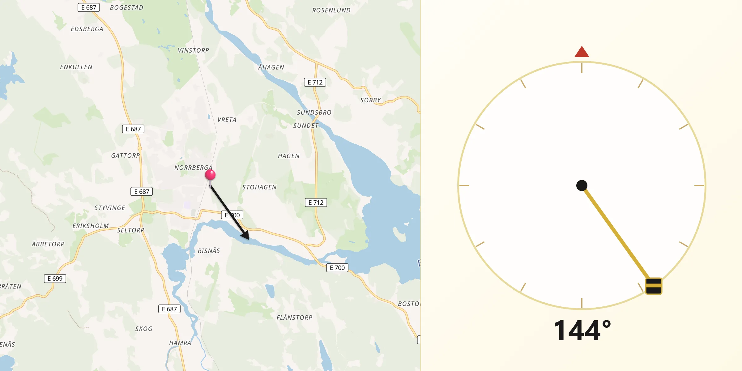 Qibla Riktning från Sturefors