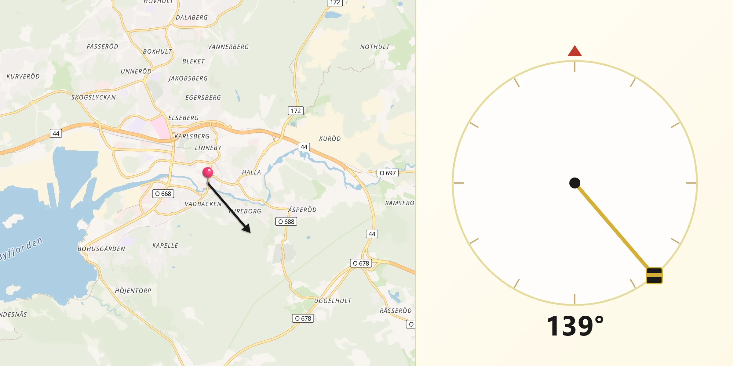 Qibla Riktning från Uddevalla