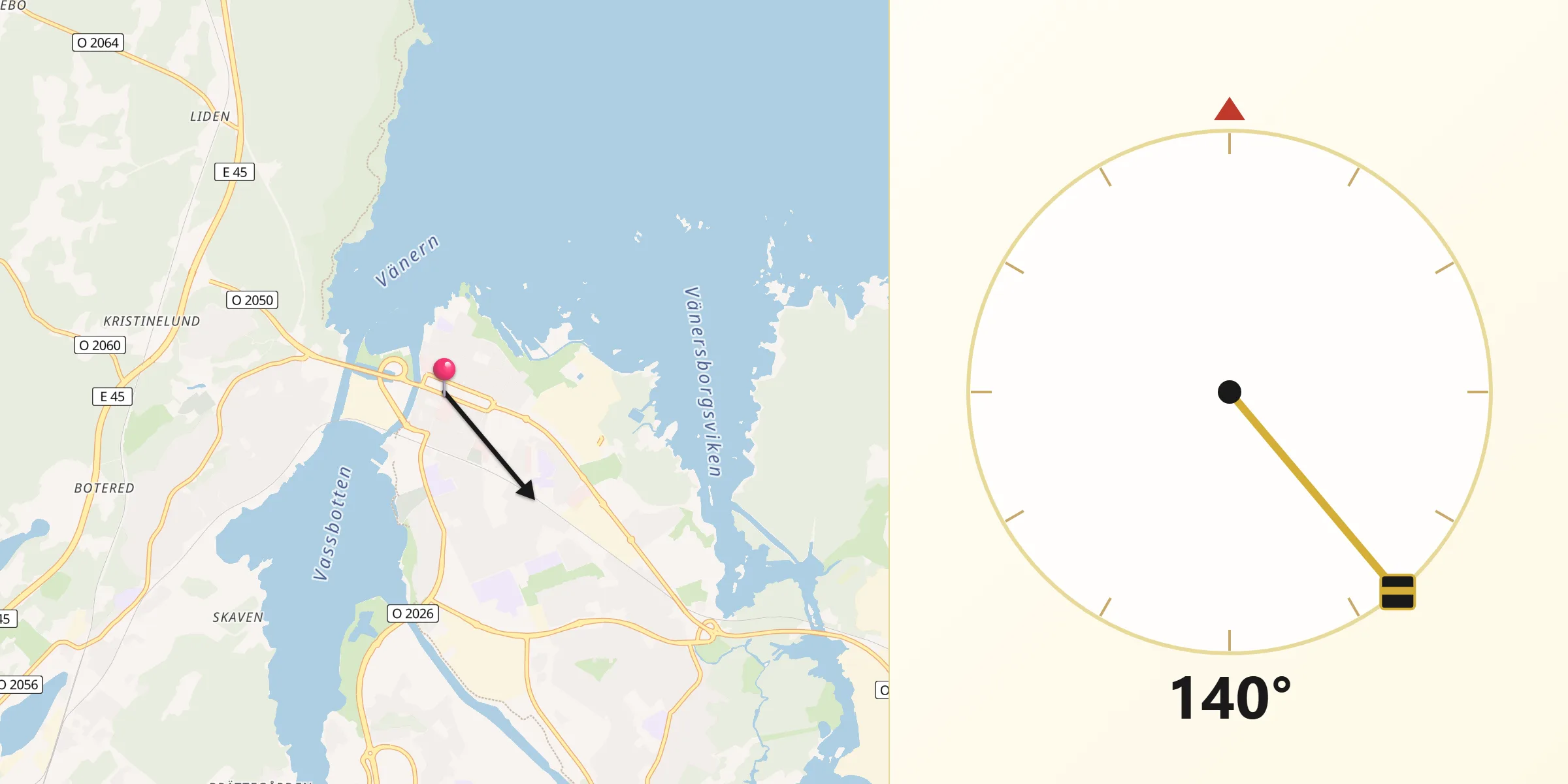 Qibla Riktning från Vänersborg