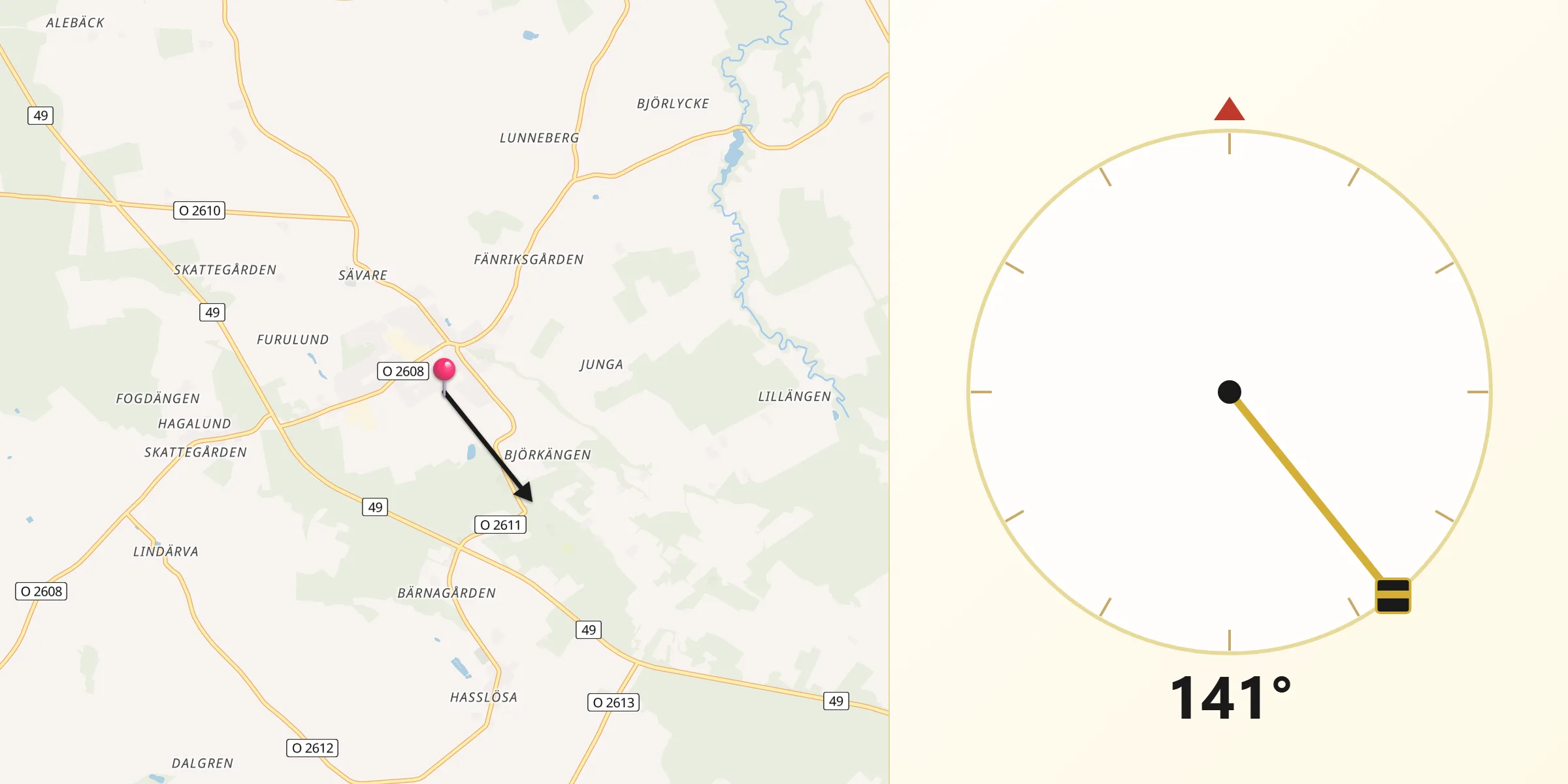 Qibla Riktning från Vinninga