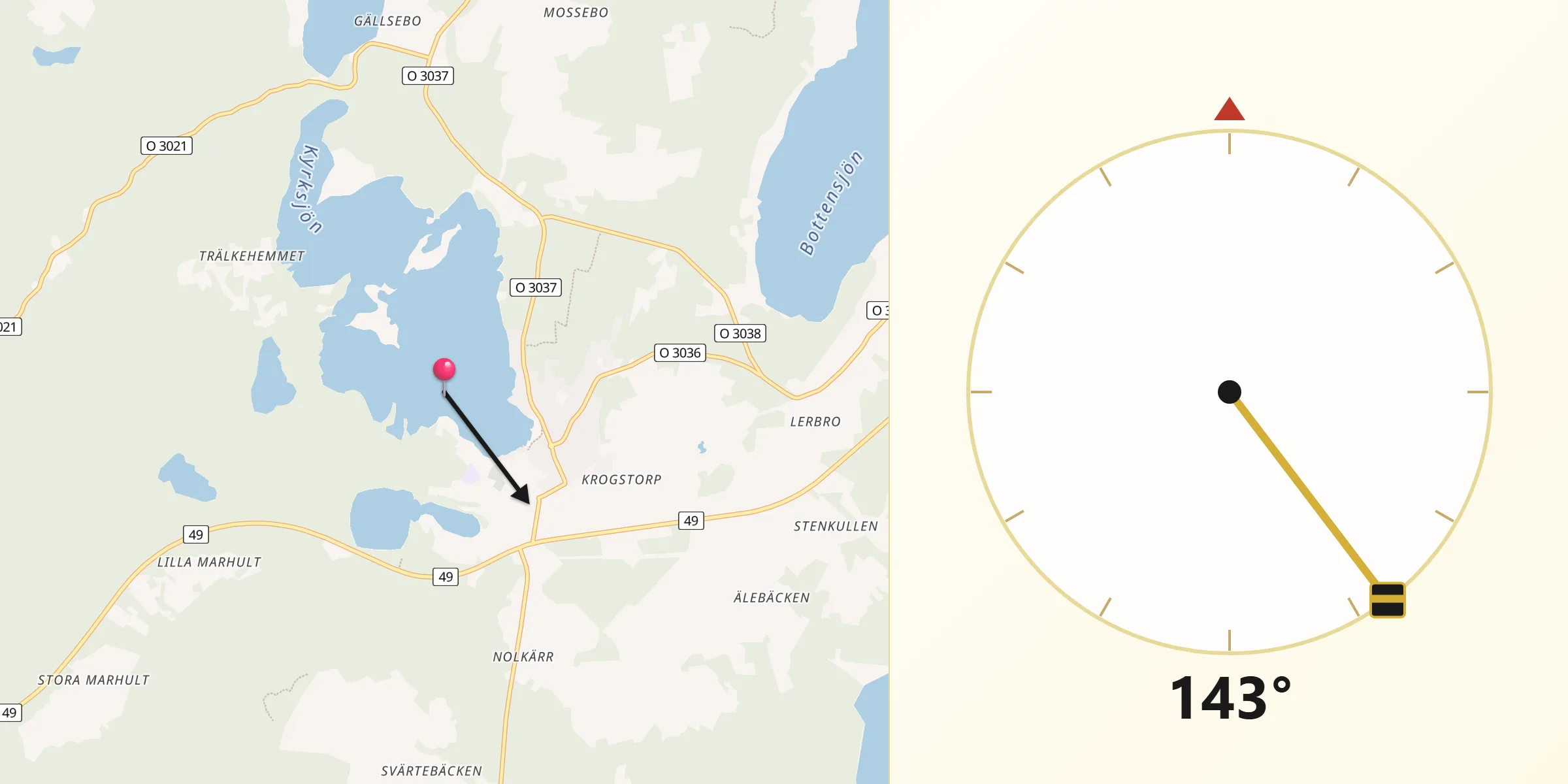 Qibla Riktning från Mölltorp