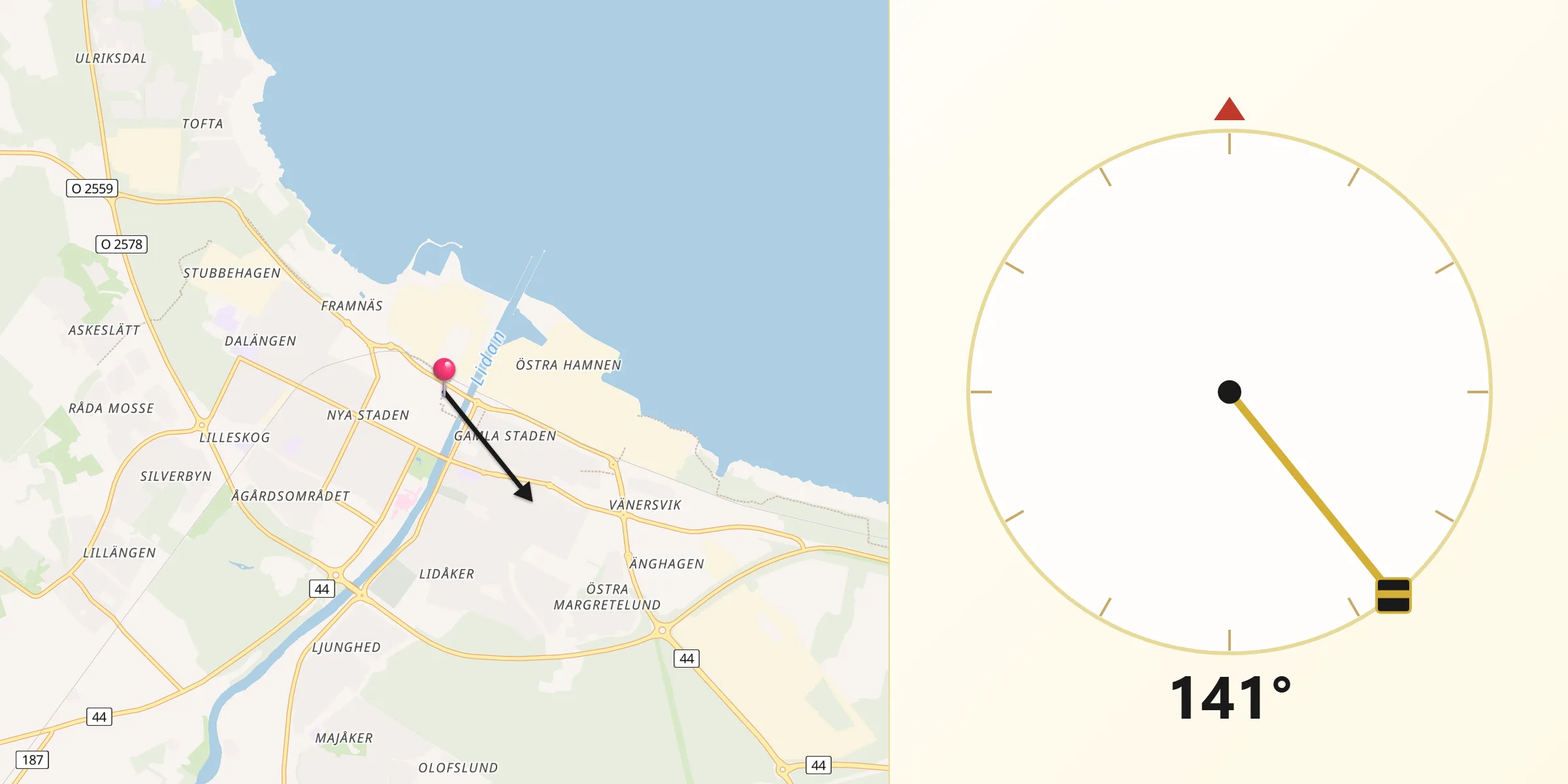 Qibla Riktning från Lidköping