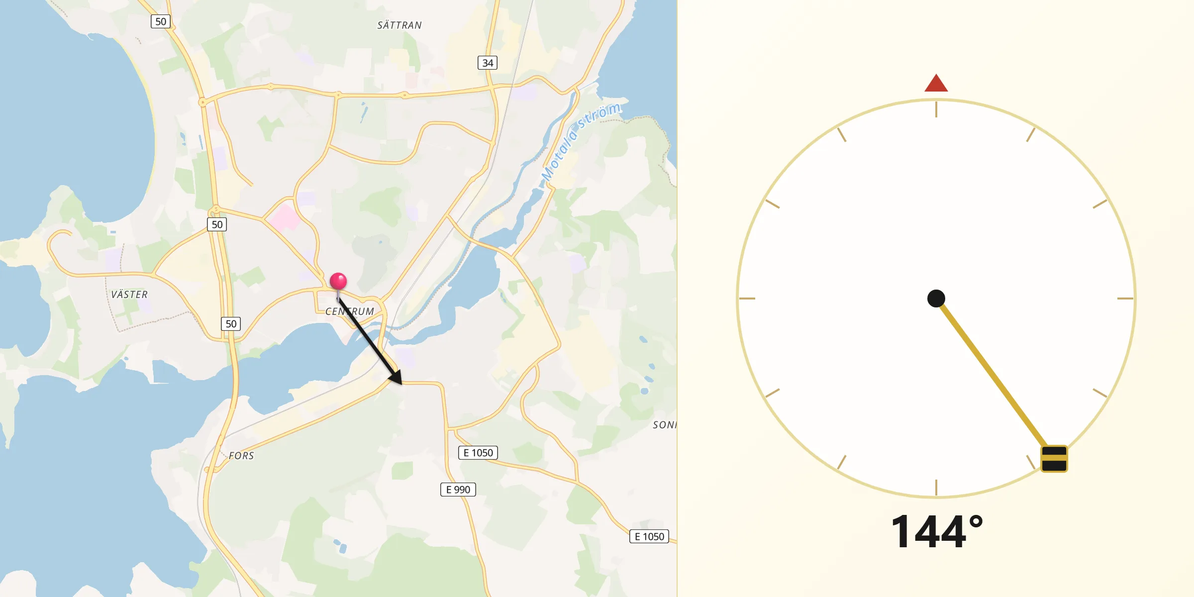 Qibla Riktning från Motala