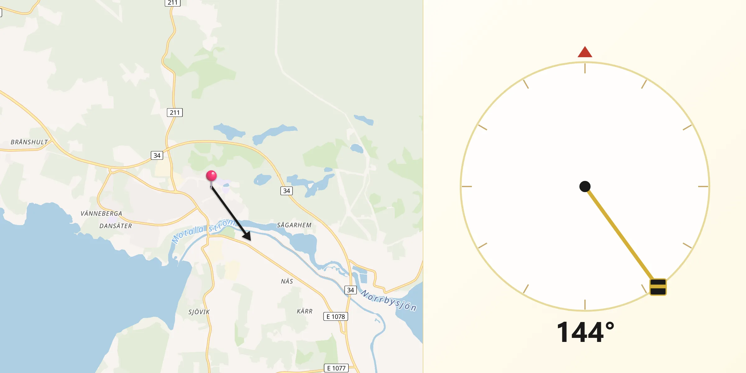 Qibla Riktning från Borensberg