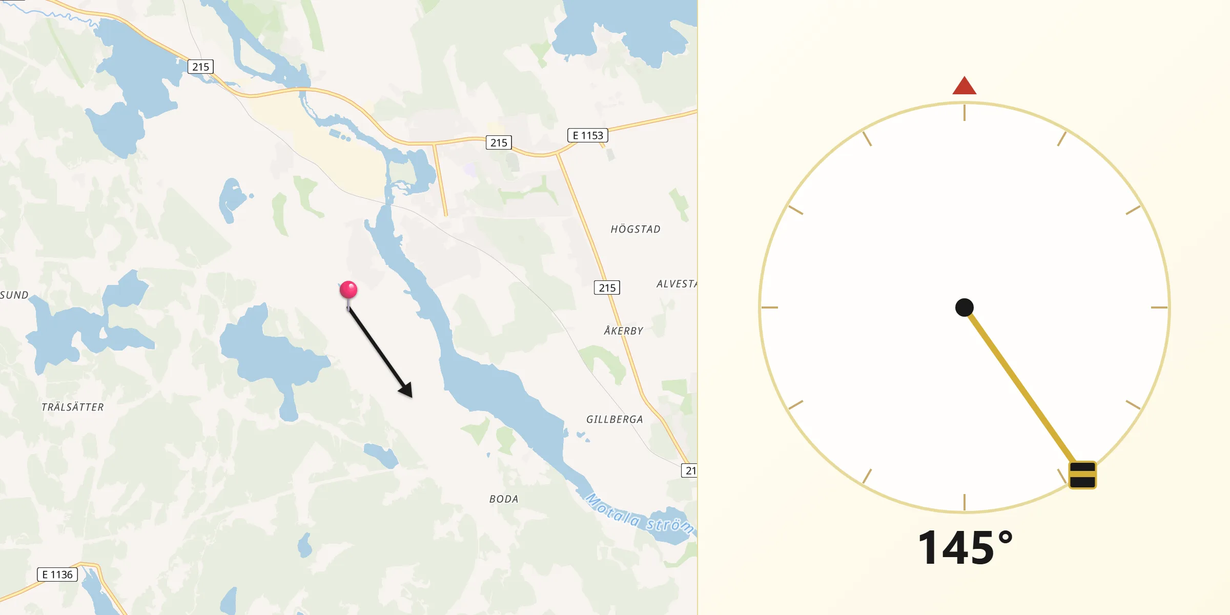 Qibla Riktning från Skärblacka