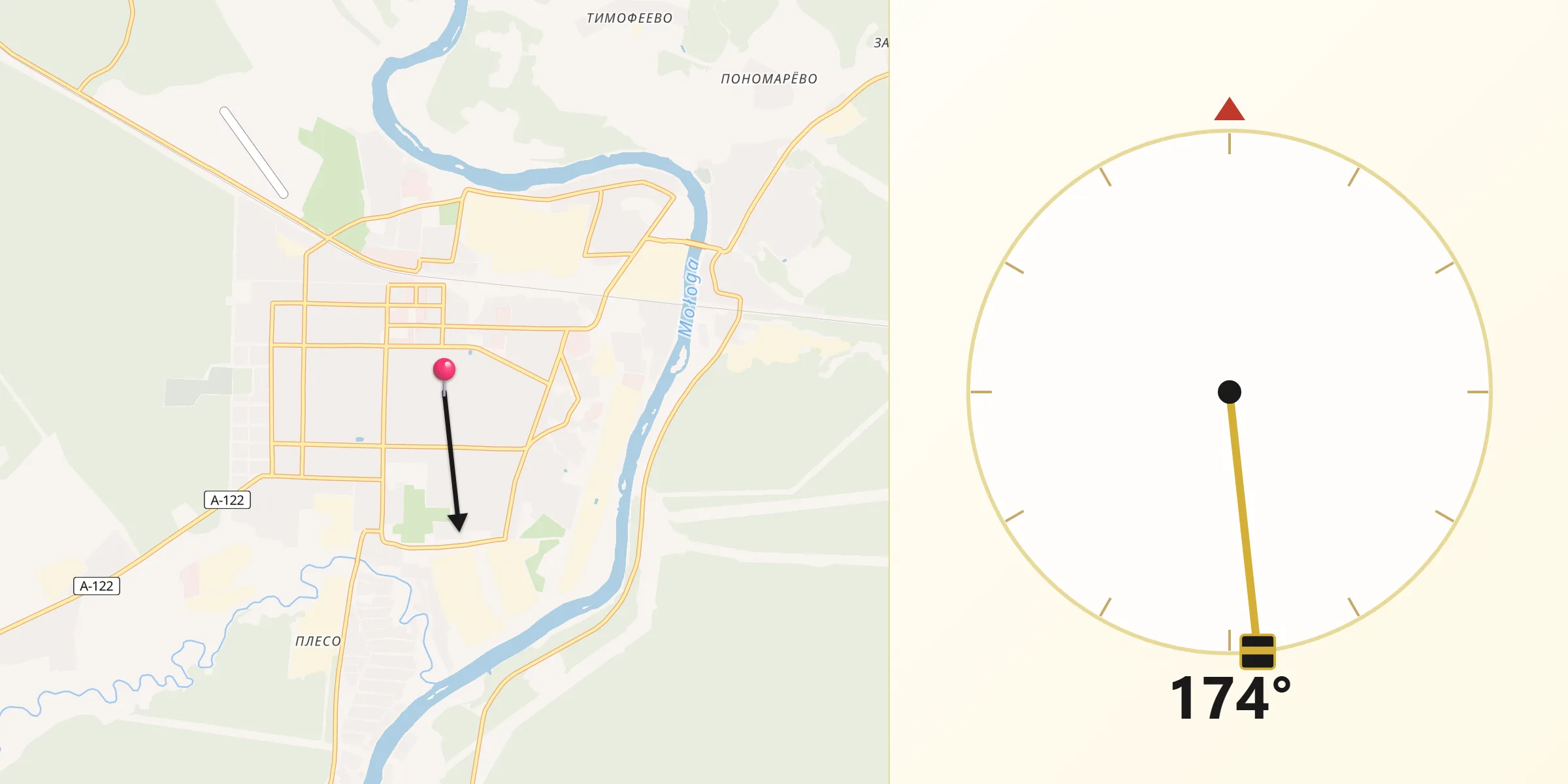 Направление Киблы из Пестово