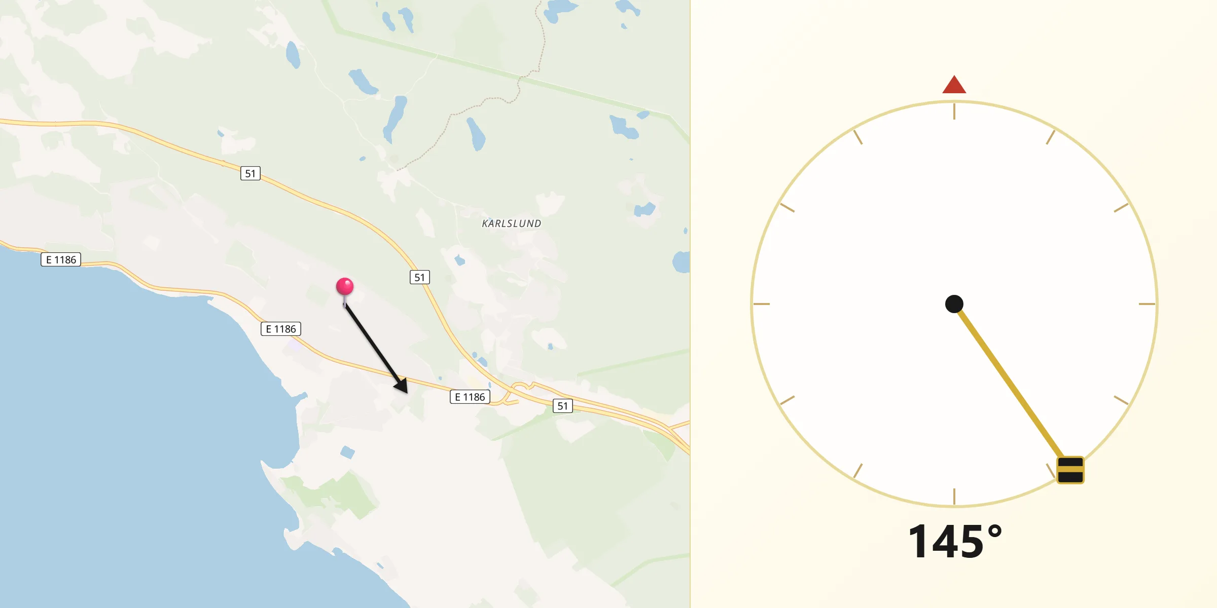 Qibla Riktning från Svärtinge