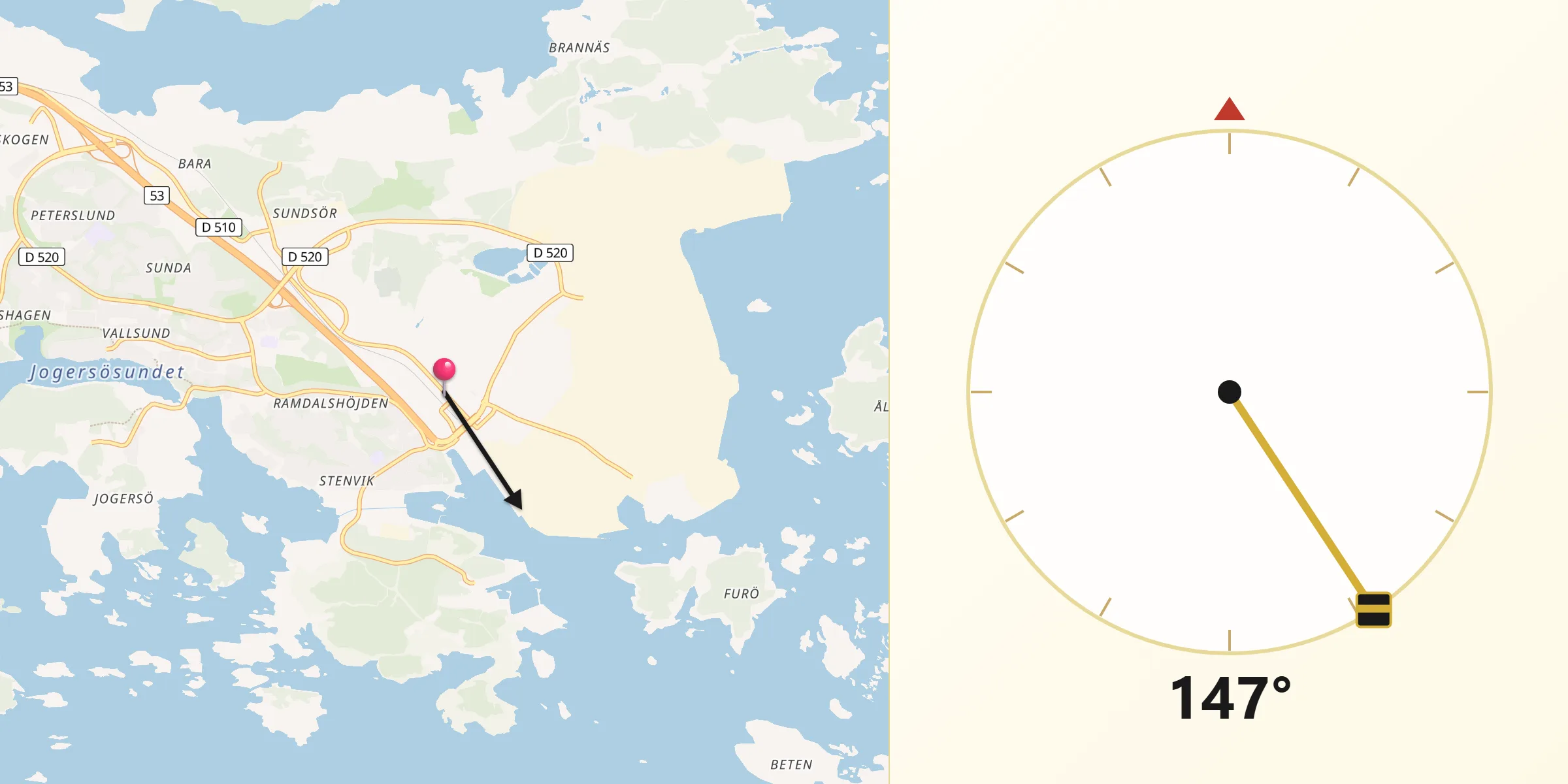 Qibla Riktning från Oxelösund