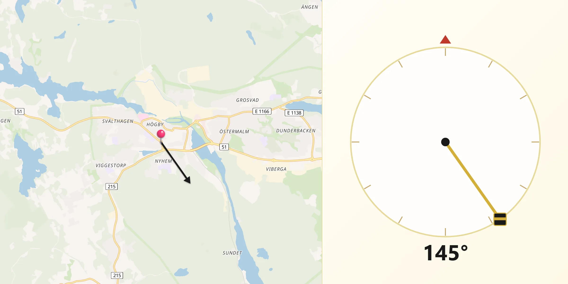 Qibla Riktning från Finspång