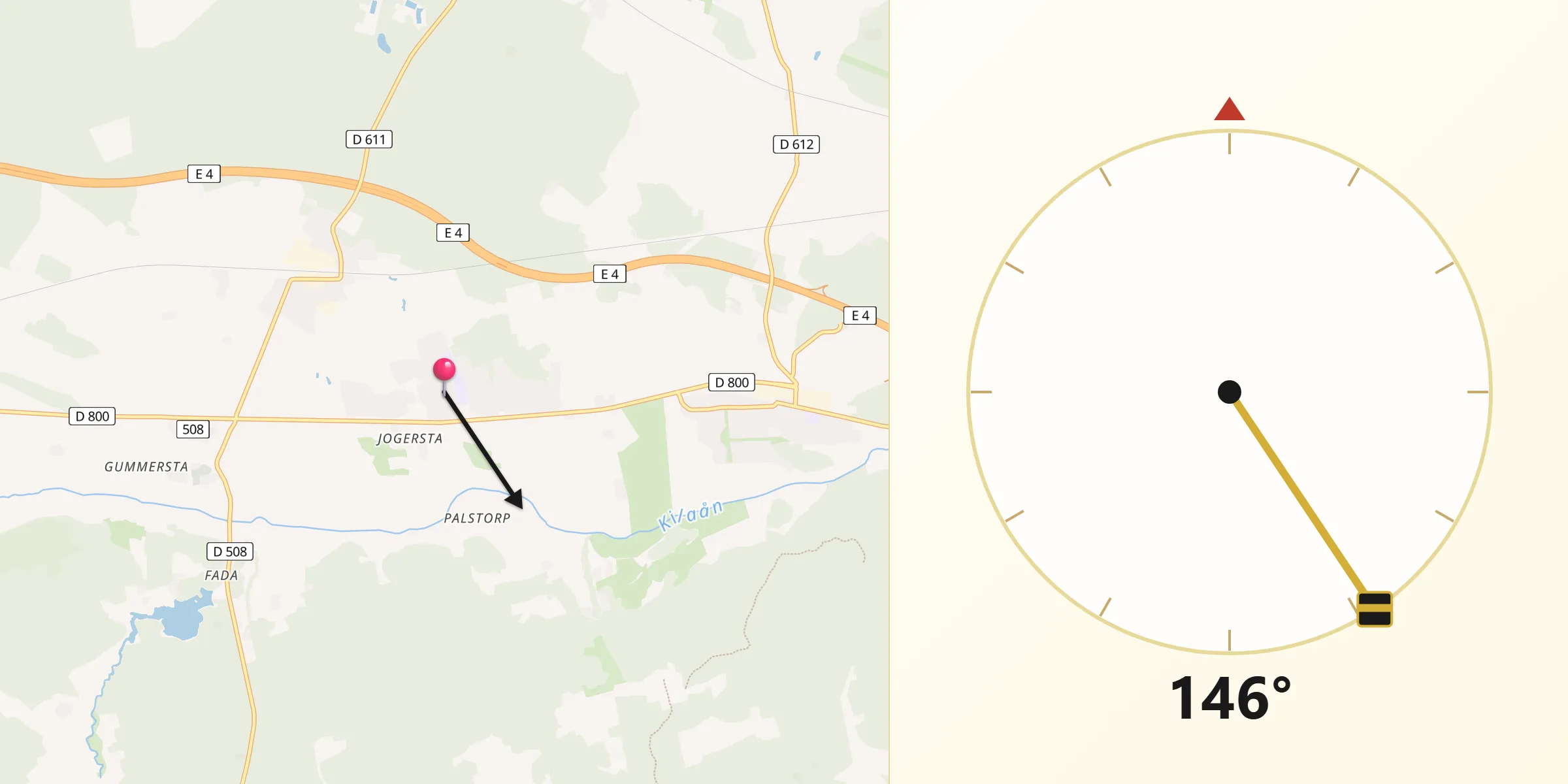 Qibla Riktning från Svalsta