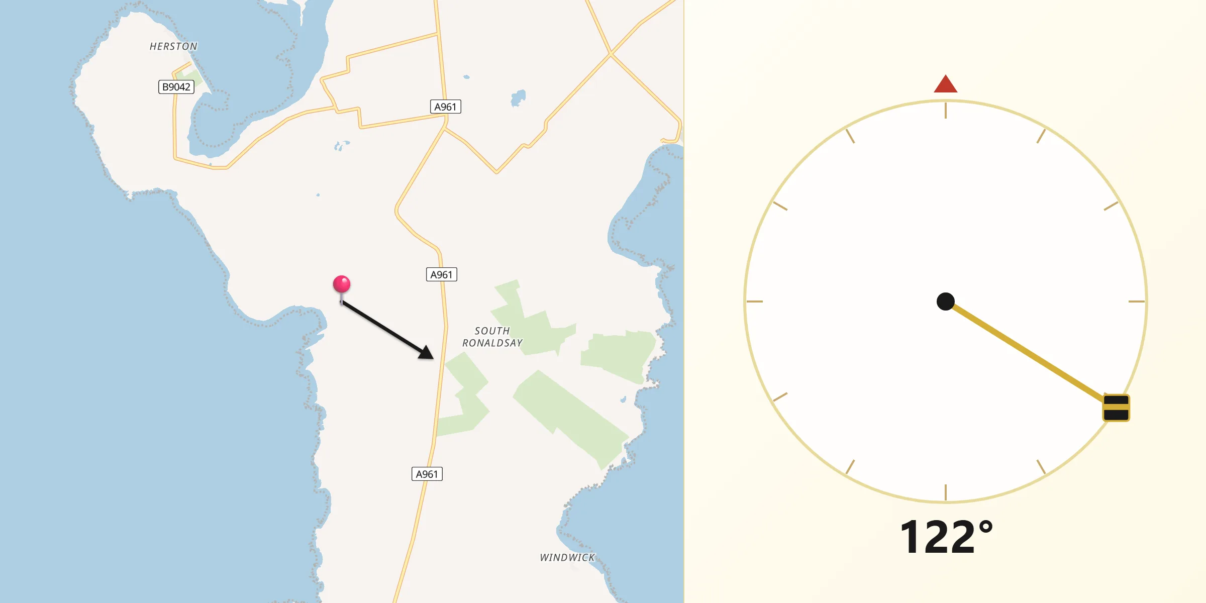 Qibla Direction from Sandwick