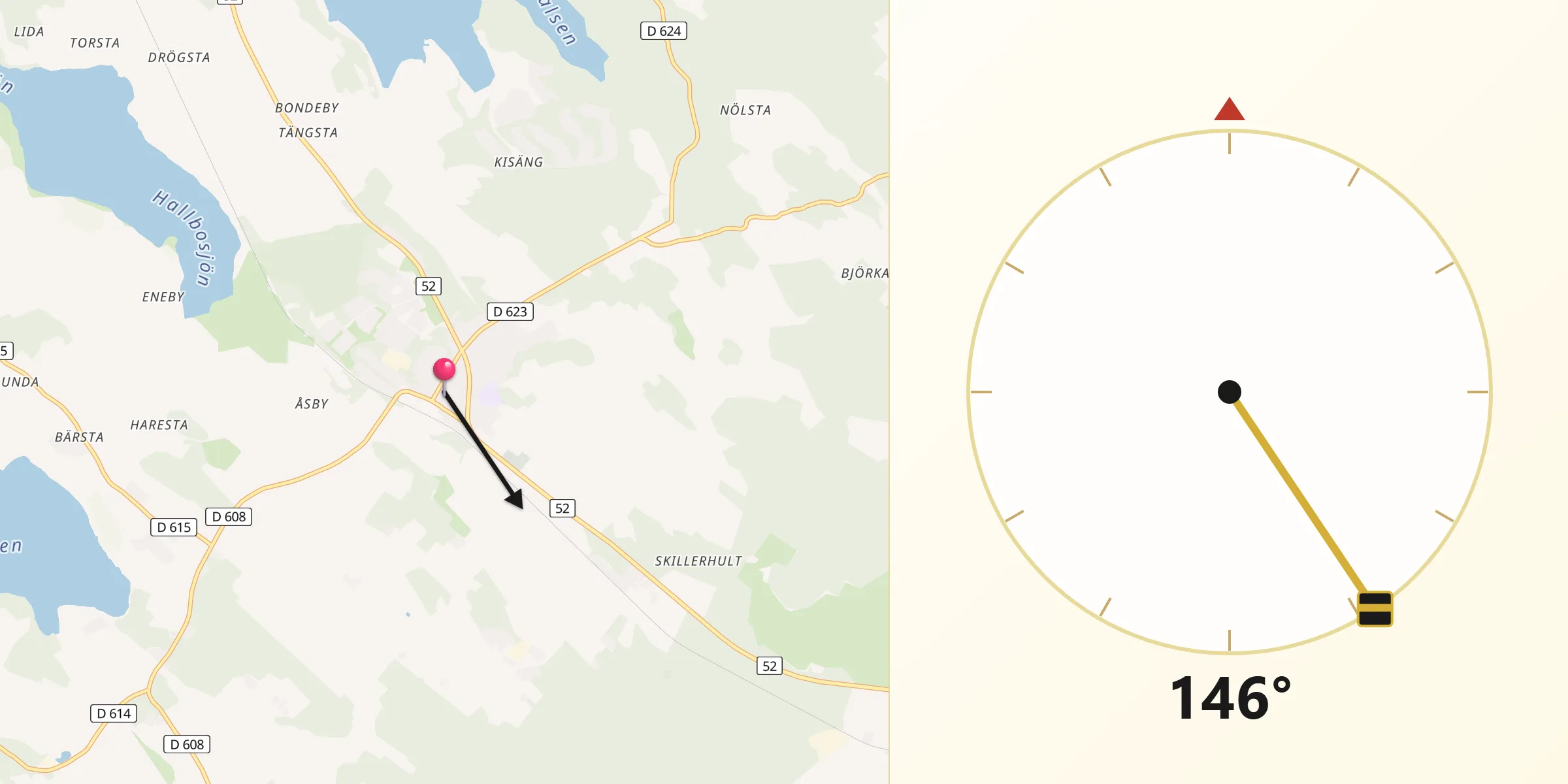 Qibla Riktning från Stigtomta
