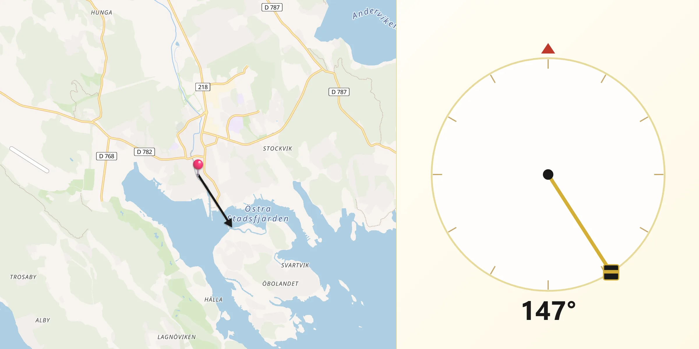 Qibla Riktning från Trosa