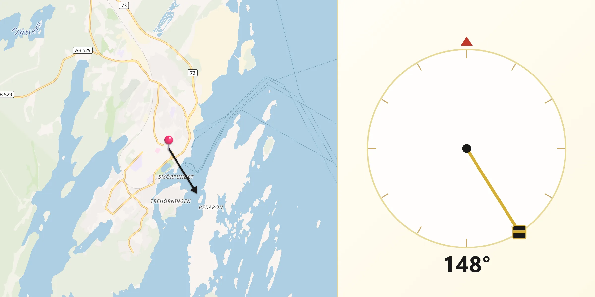 Qibla Riktning från Nynäshamn