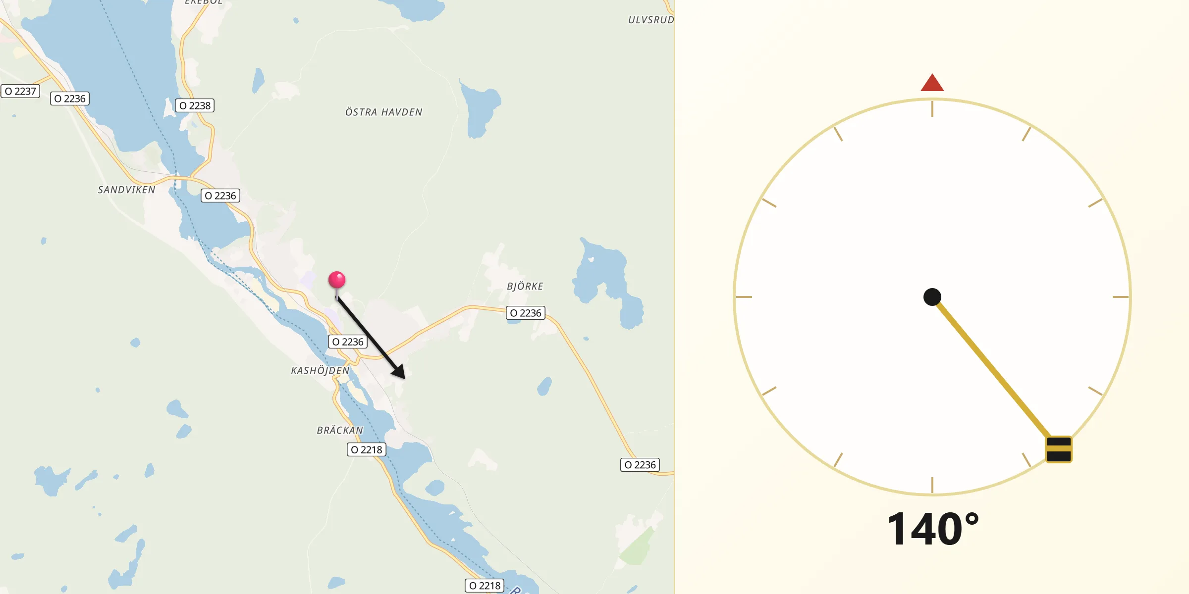 Qibla Riktning från Dals Långed
