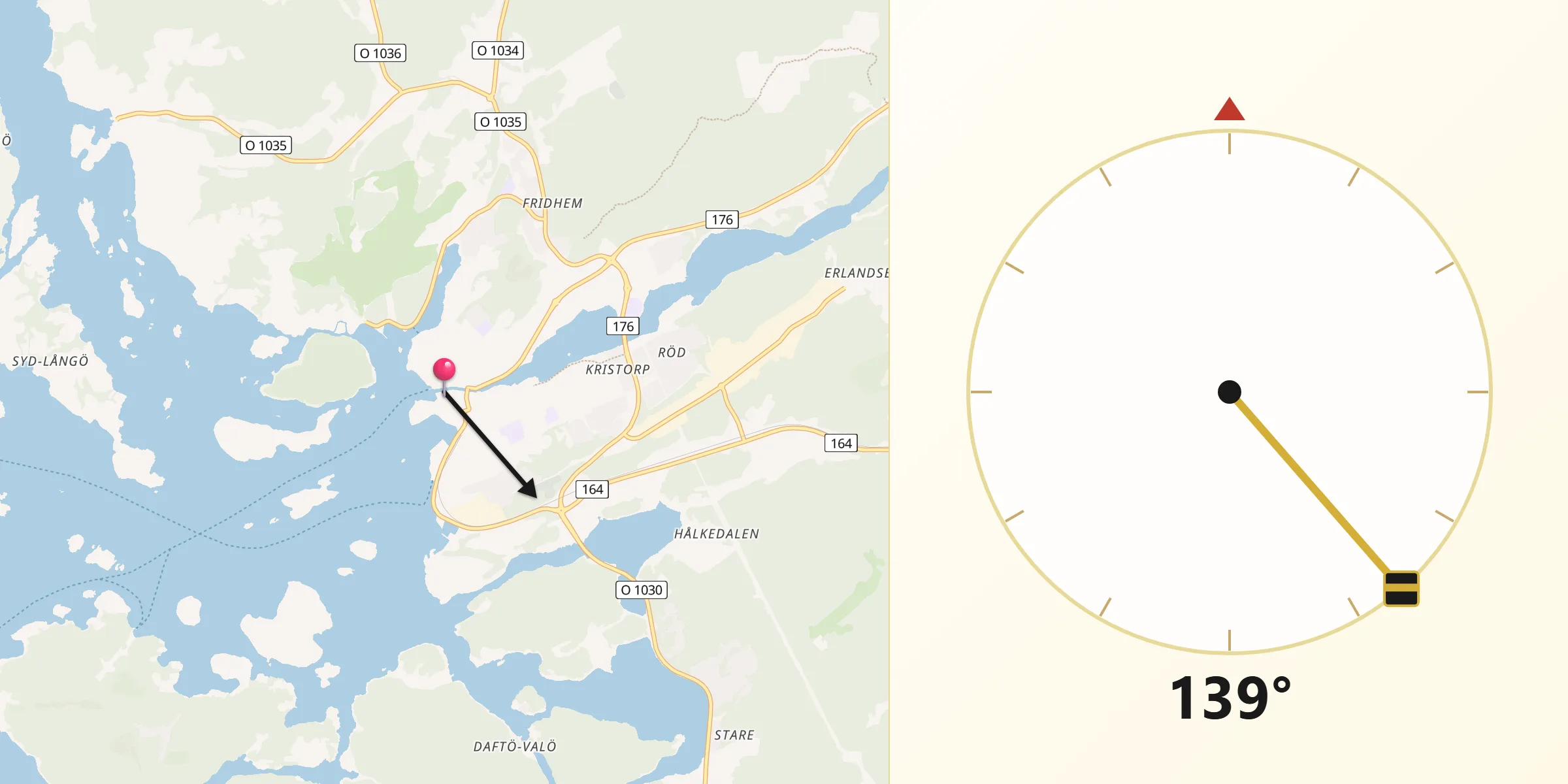 Qibla Riktning från Strömstad