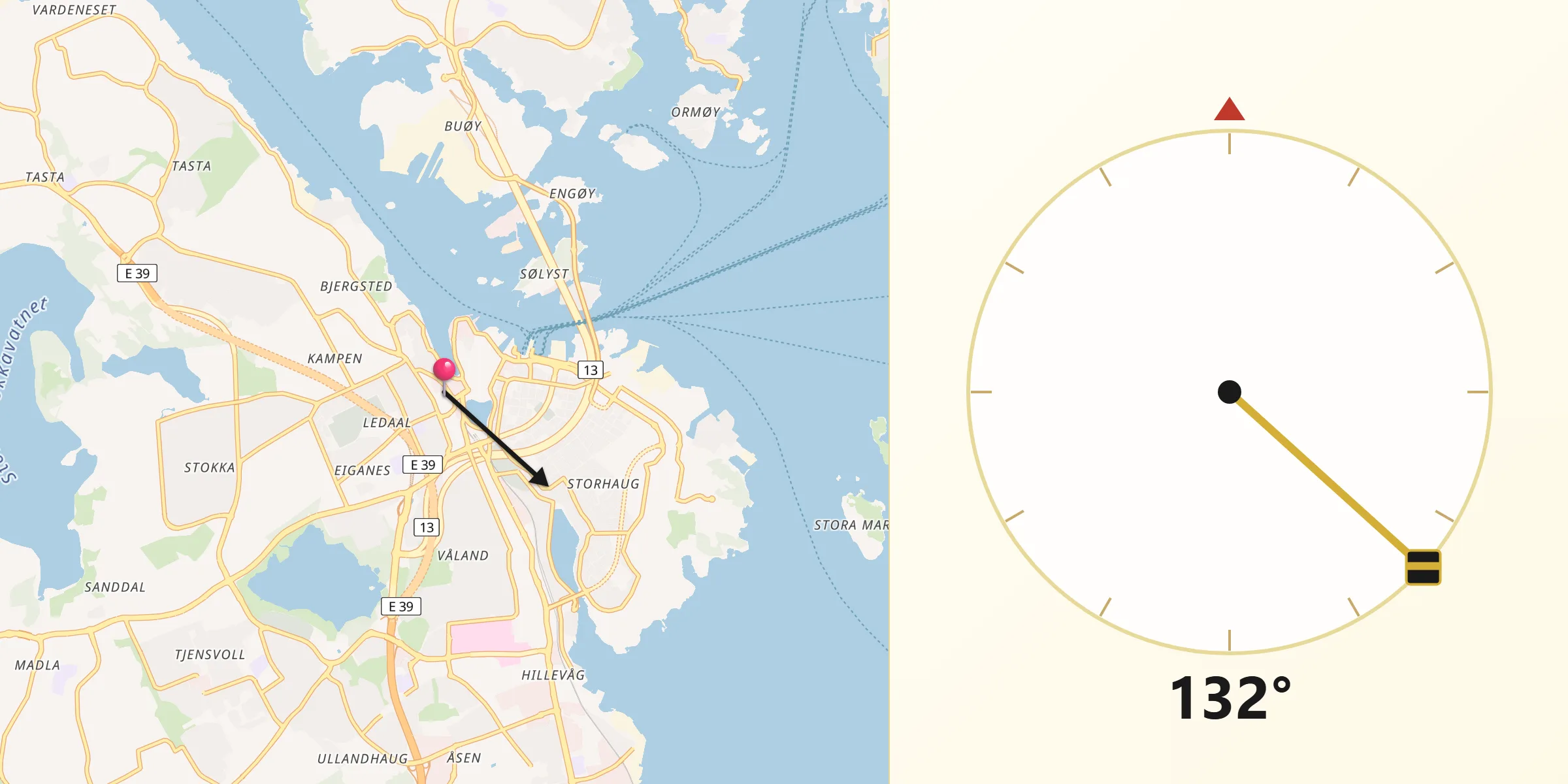 Qibla Riktning från Stavanger