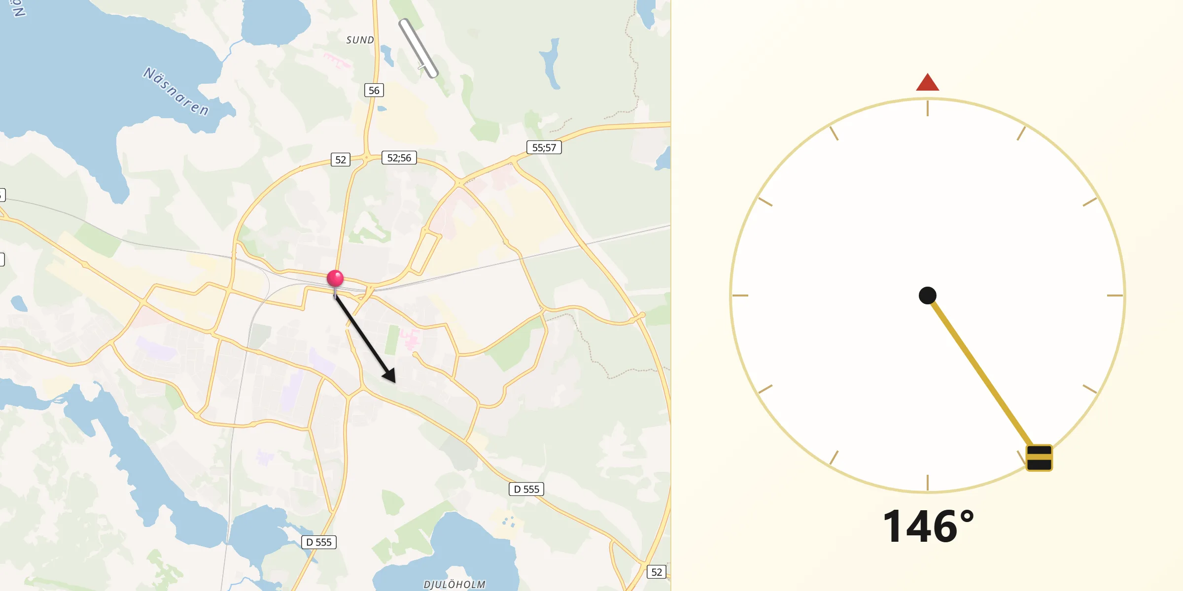 Qibla Riktning från Cathrineholm