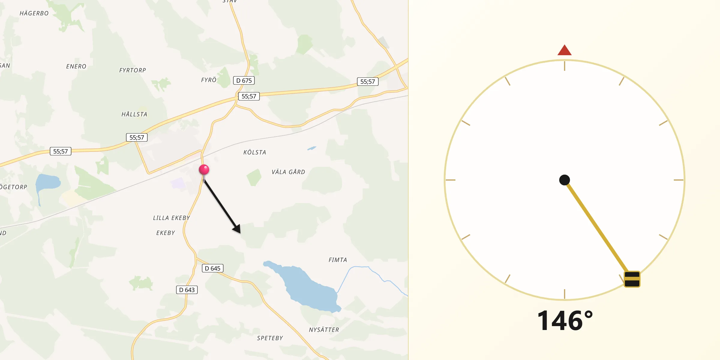 Qibla Riktning från Valla