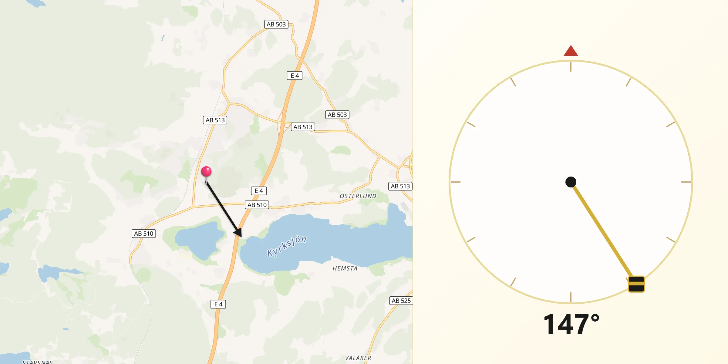 Qibla Riktning från Hölö