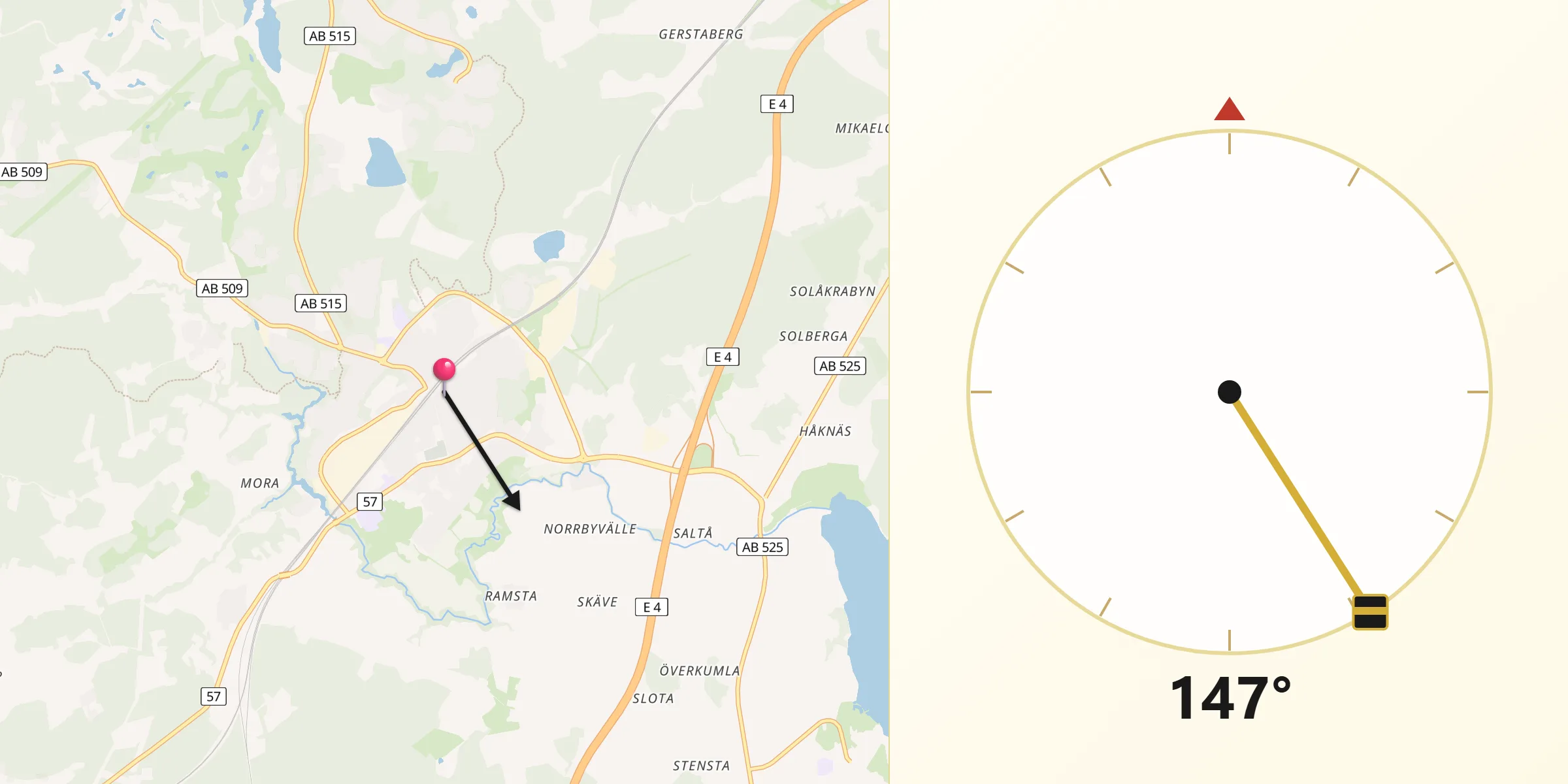 Qibla Riktning från Järna