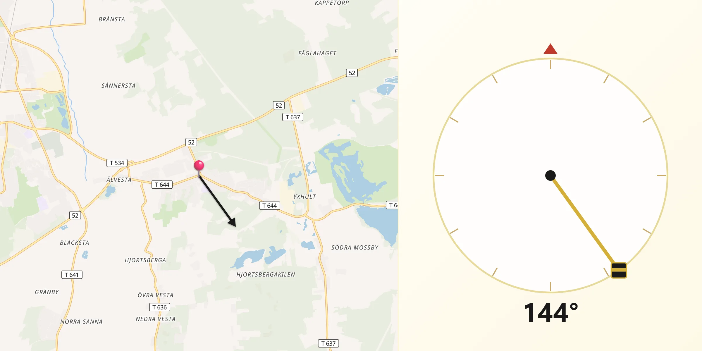 Qibla Riktning från Hällabrottet