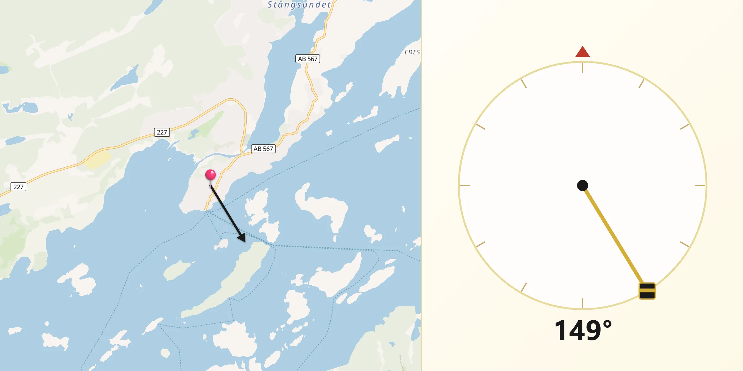 Qibla Riktning från Dalarö