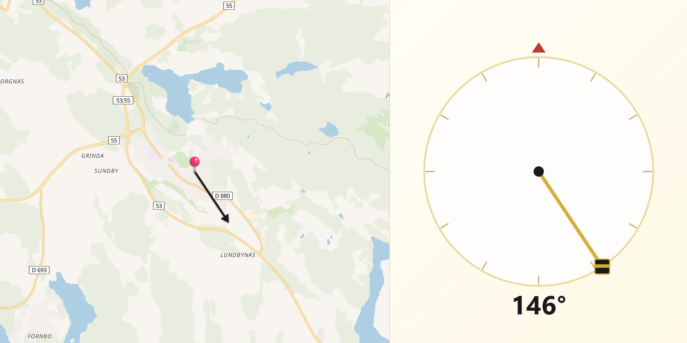 Qibla Riktning från Malmköping