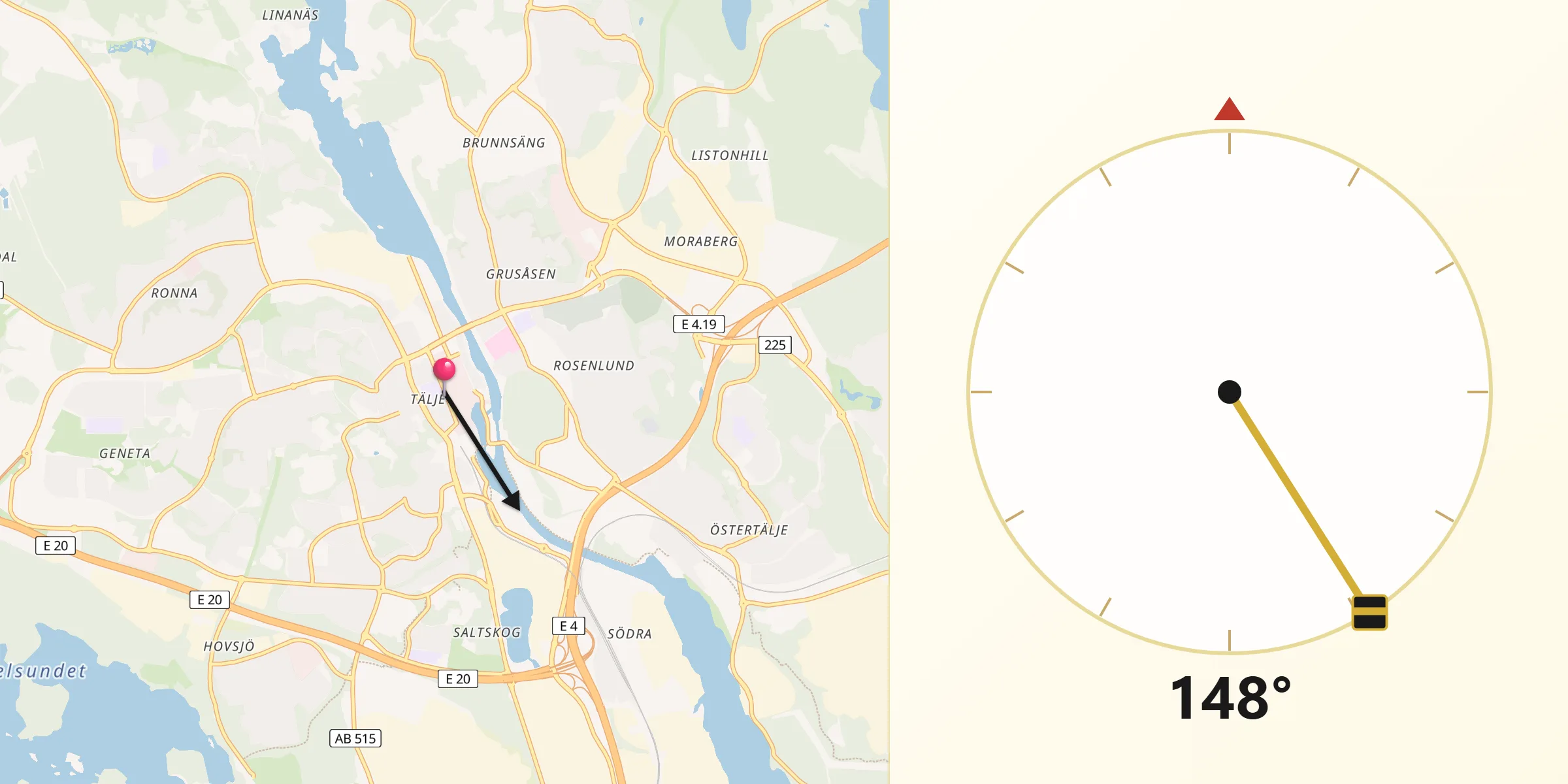 Qibla Riktning från Södertälje