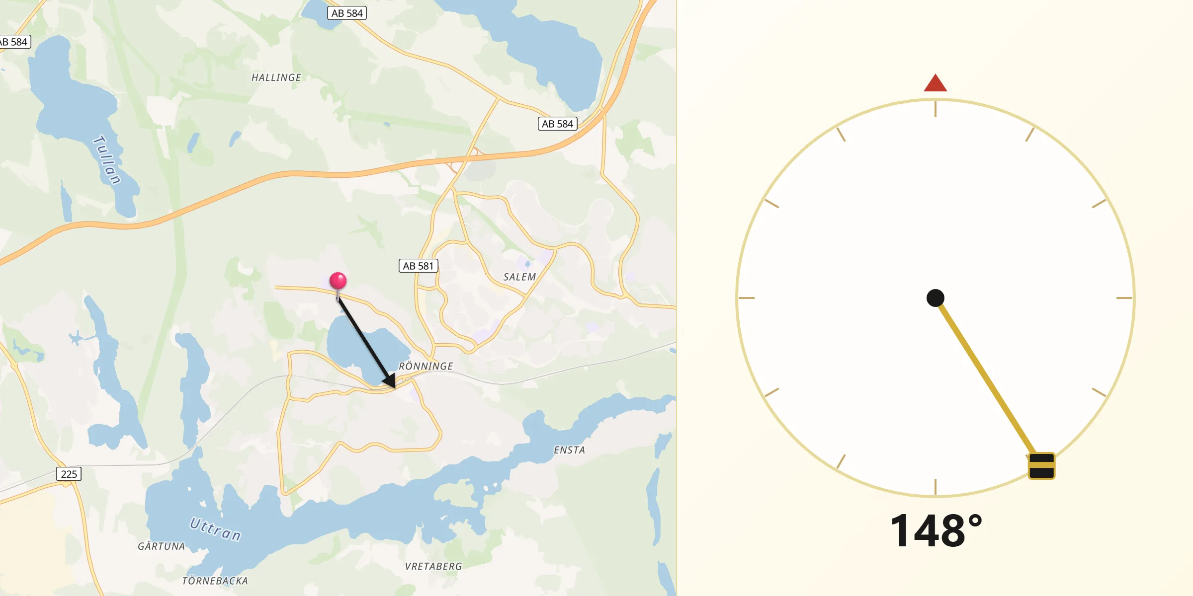 Qibla Riktning från Rönninge