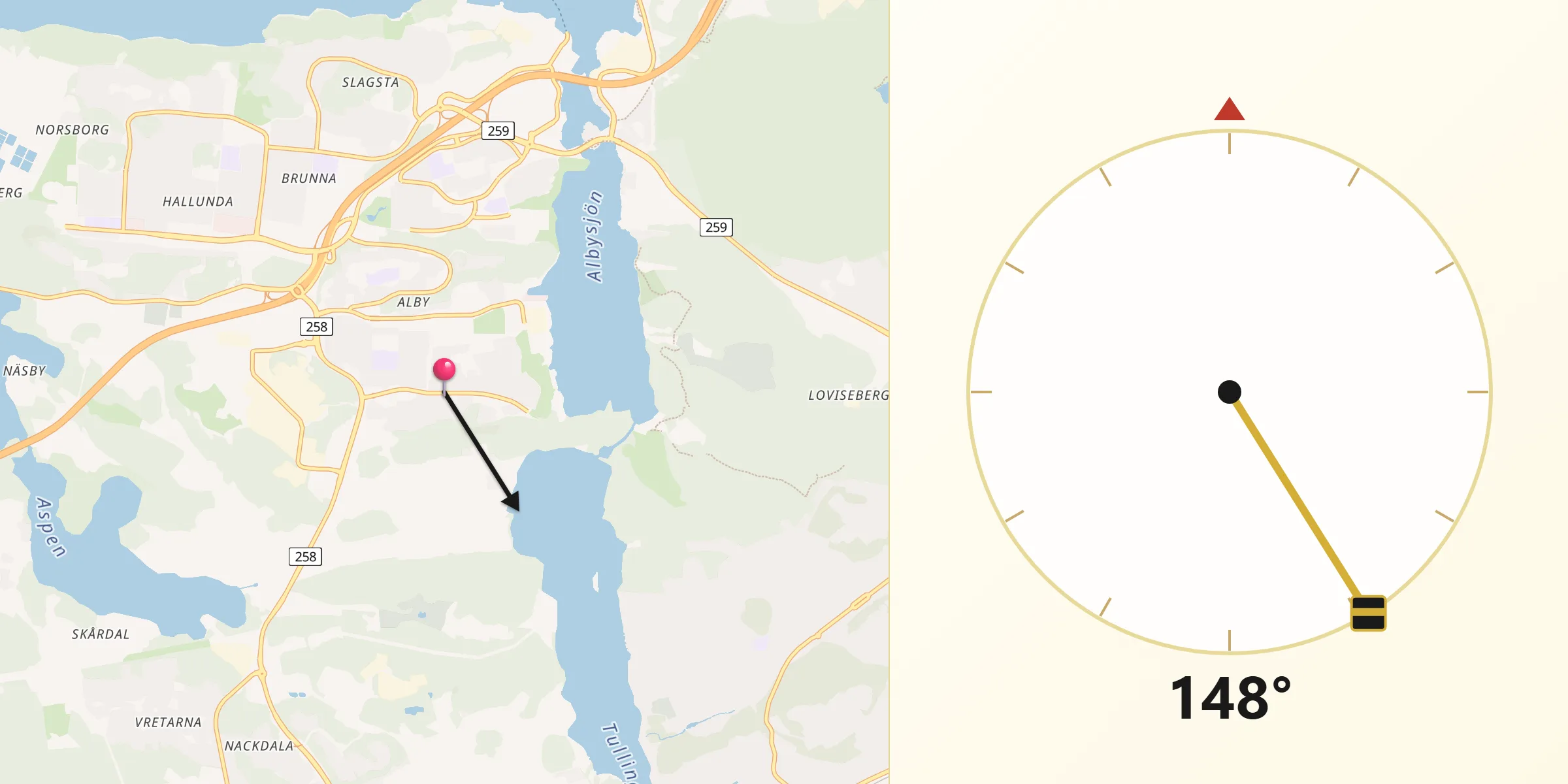 Qibla Riktning från Alby
