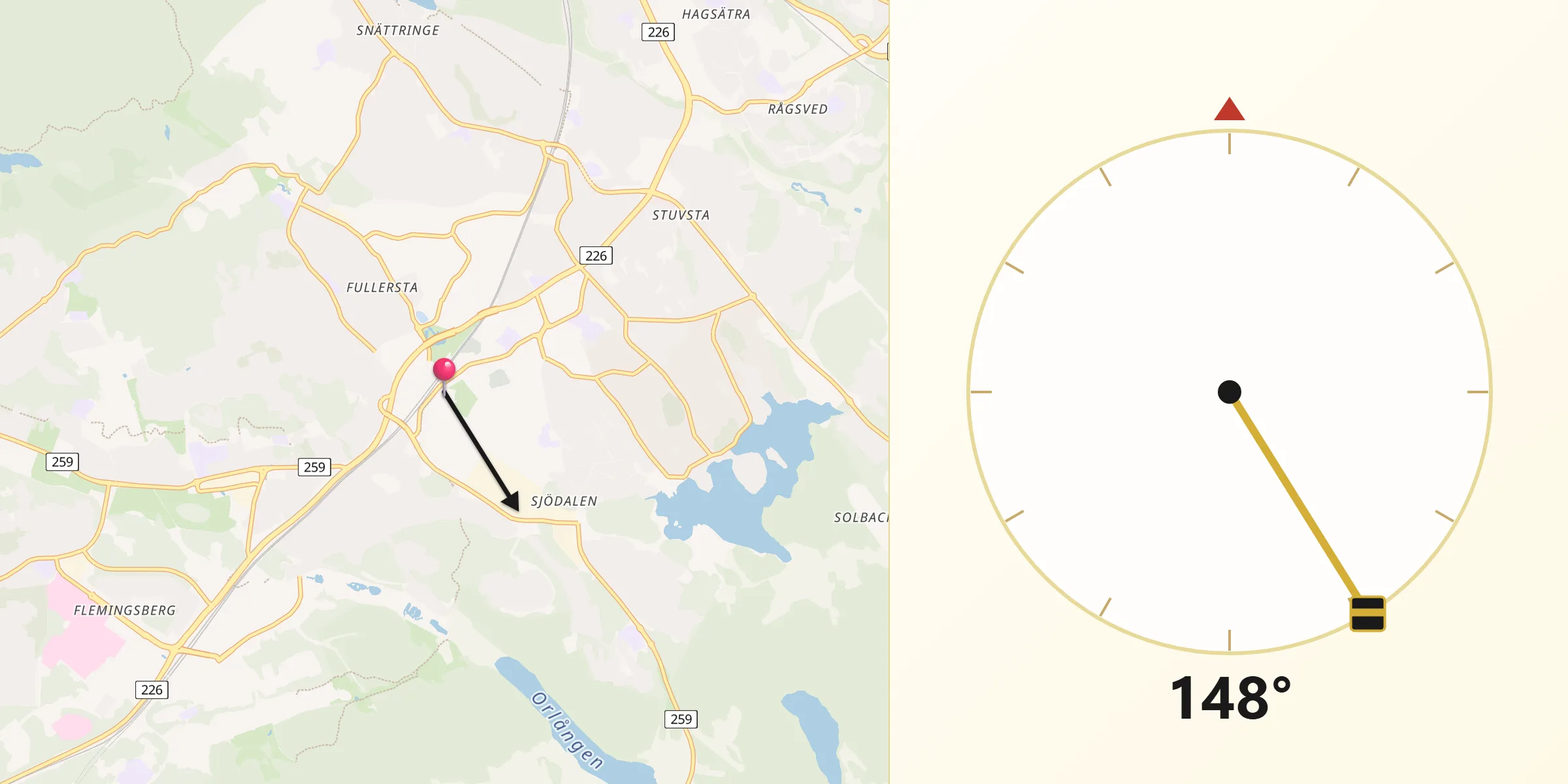 Huddinge şehrinden Kıble Yönü