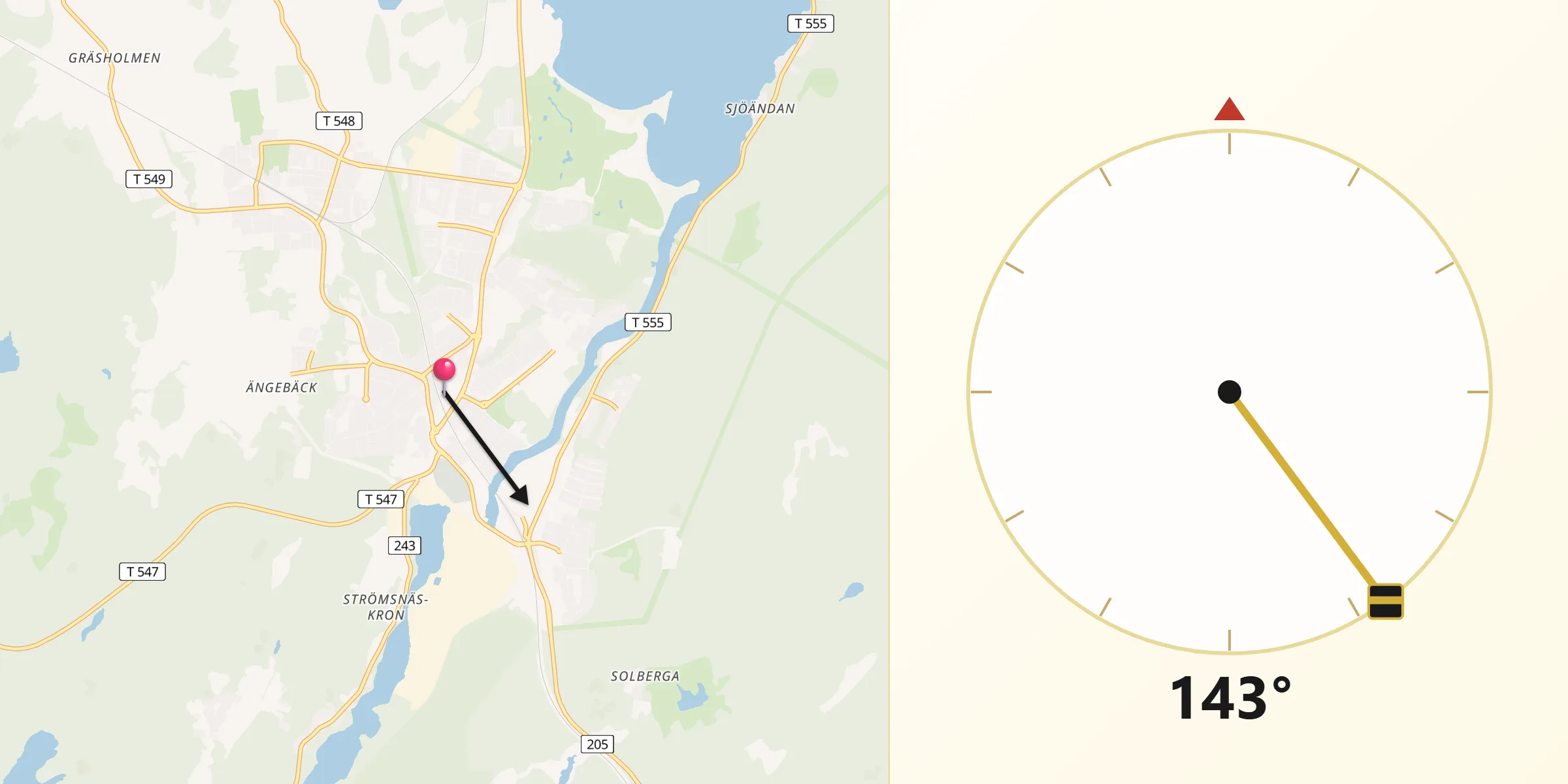 Qibla Riktning från Degerfors