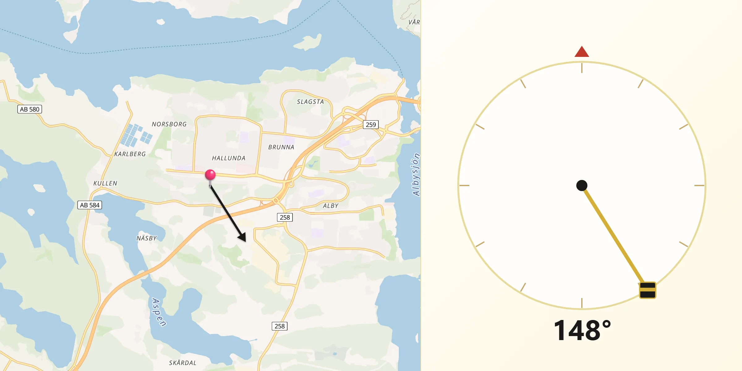 Qibla Riktning från Eriksberg
