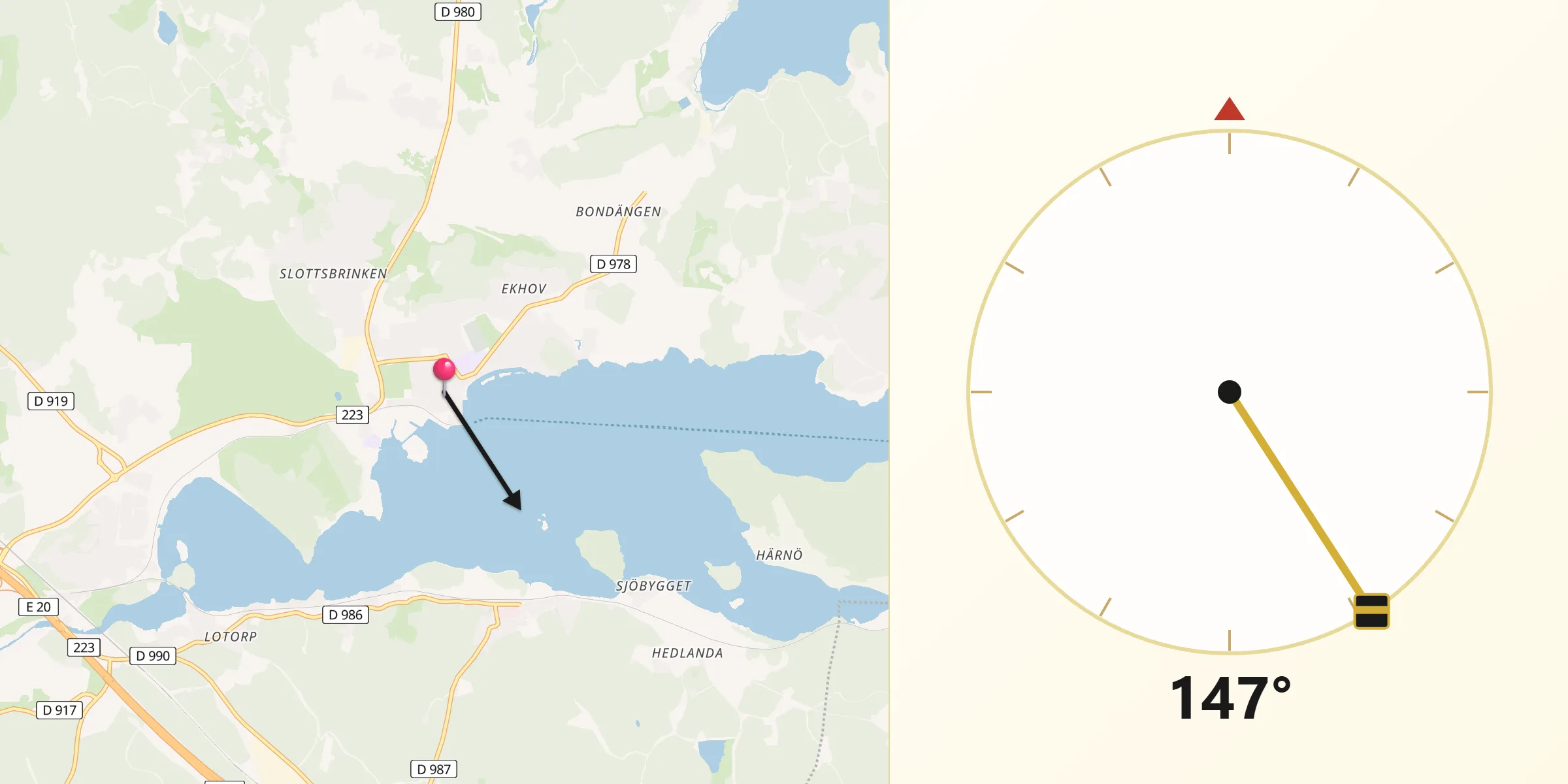 Qibla Riktning från Mariefred