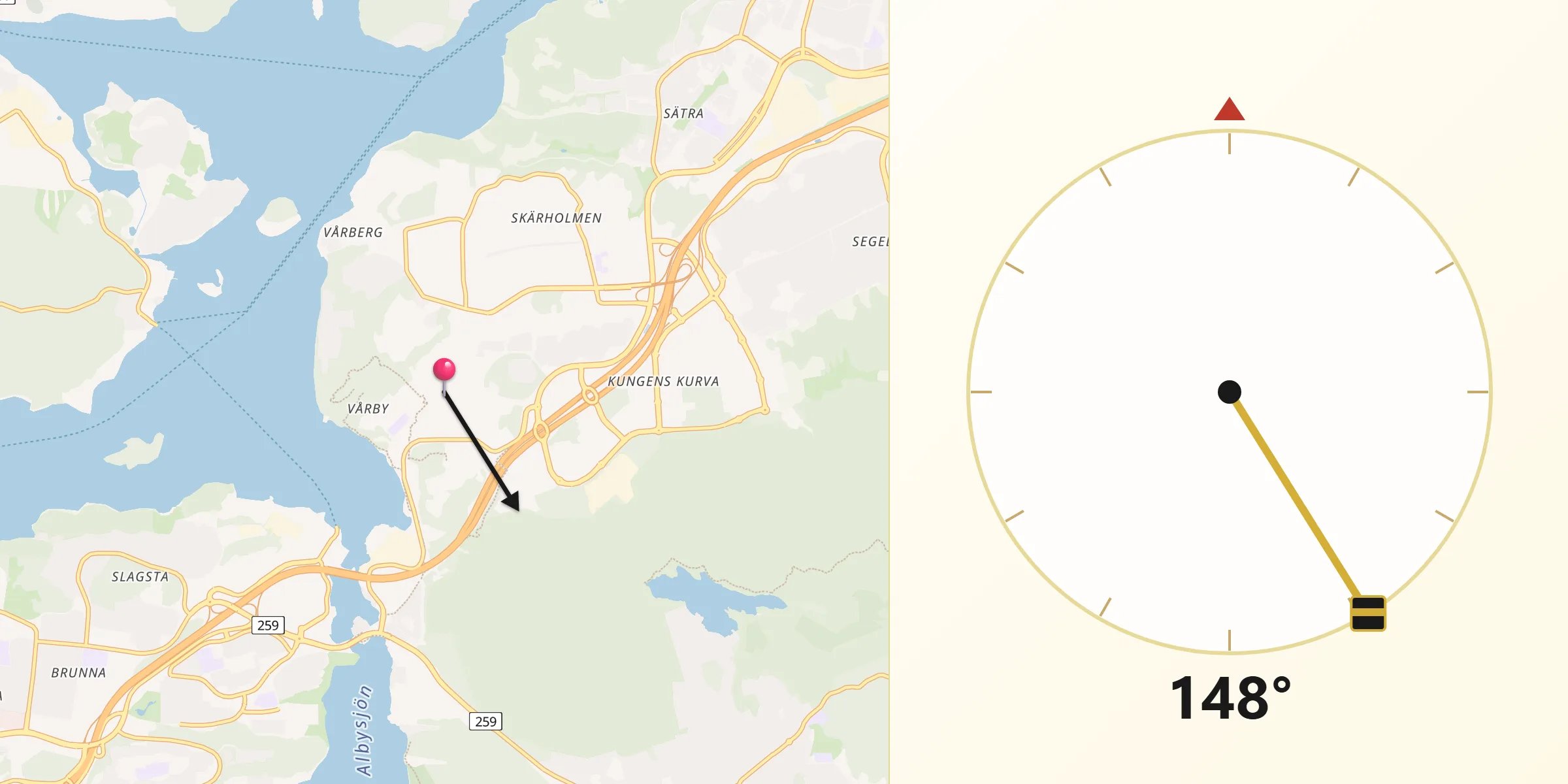 Qibla Riktning från Vårby