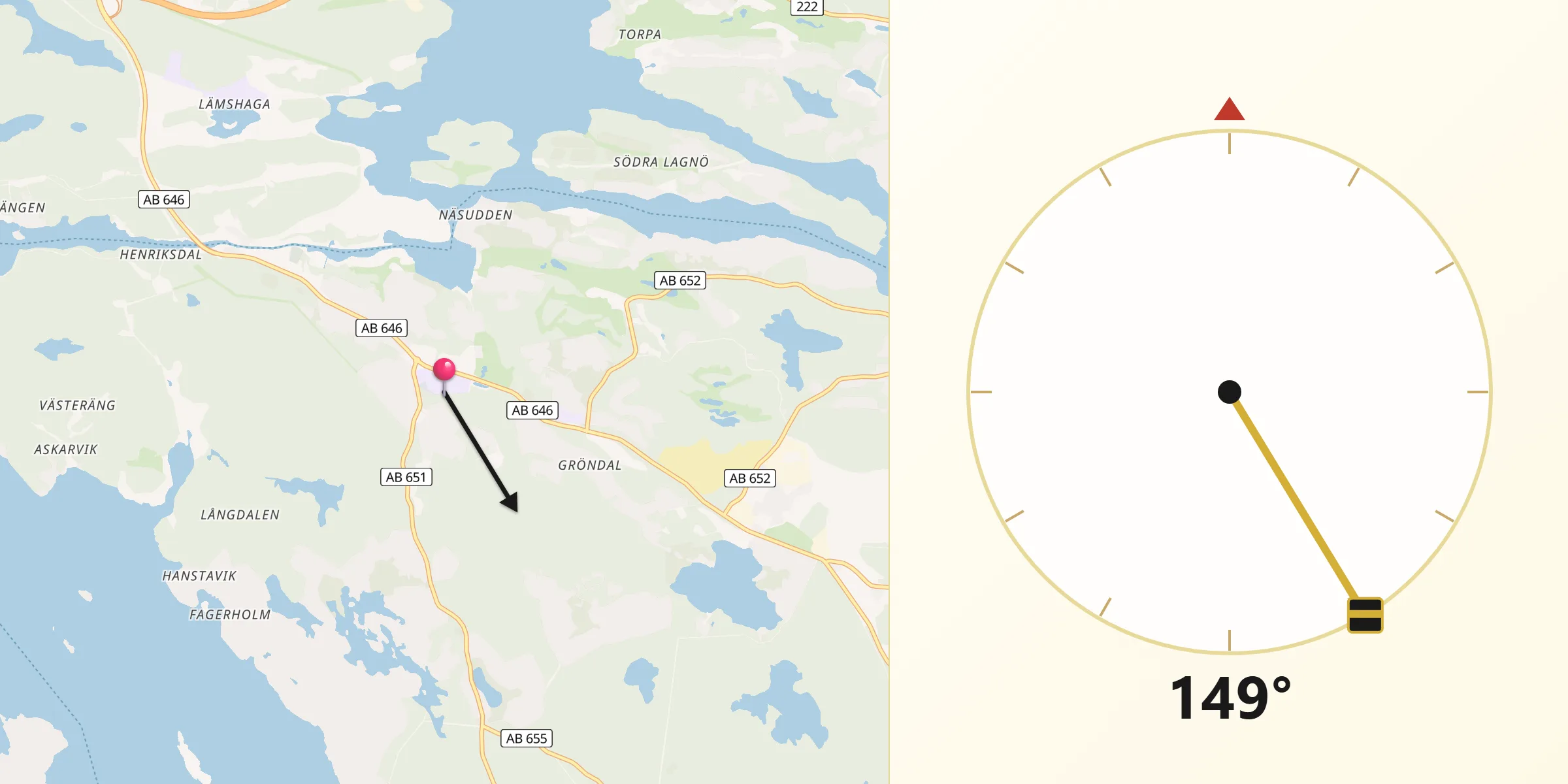 Qibla Riktning från Brunn