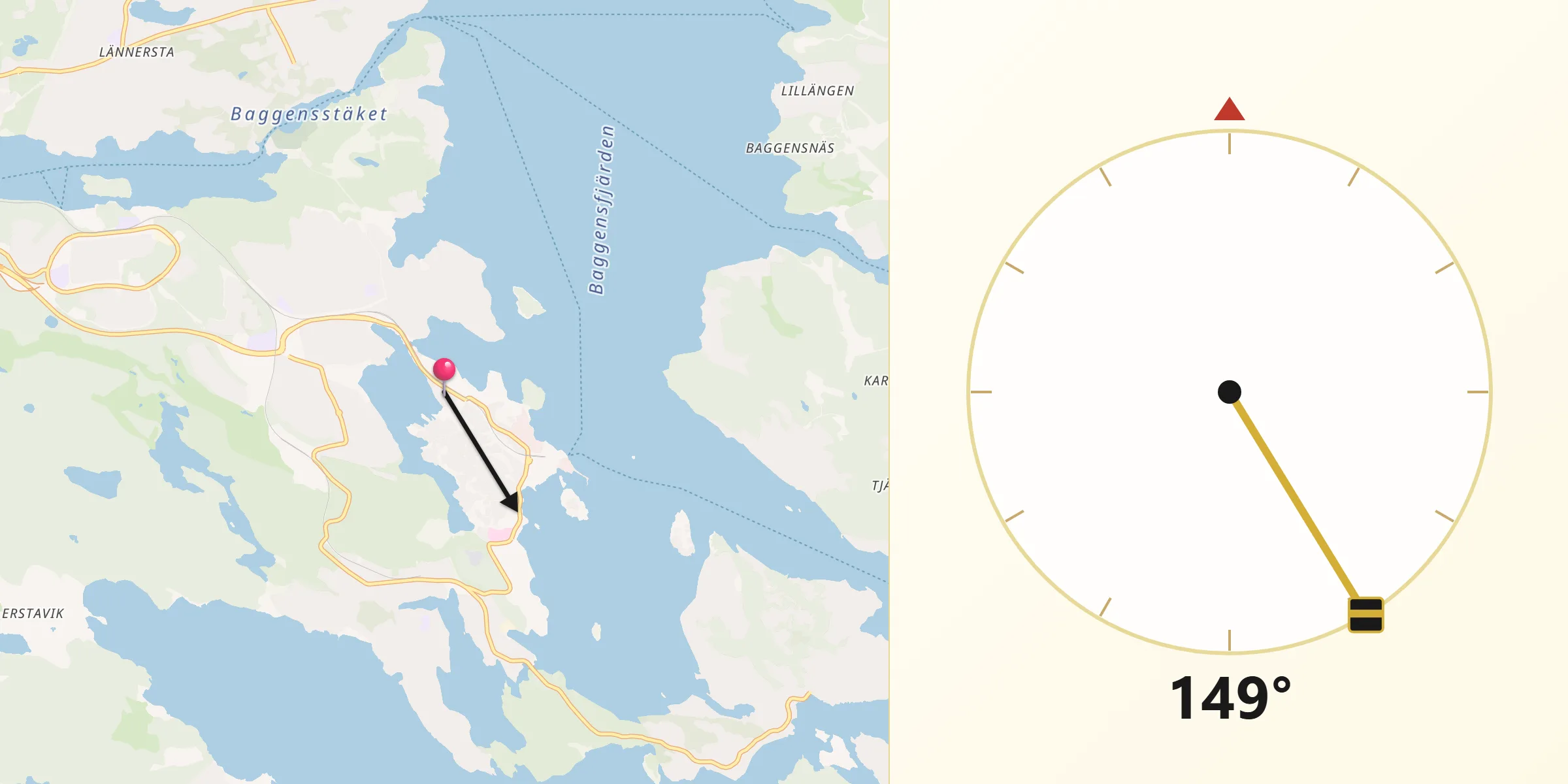 Qibla Riktning från Saltsjöbaden