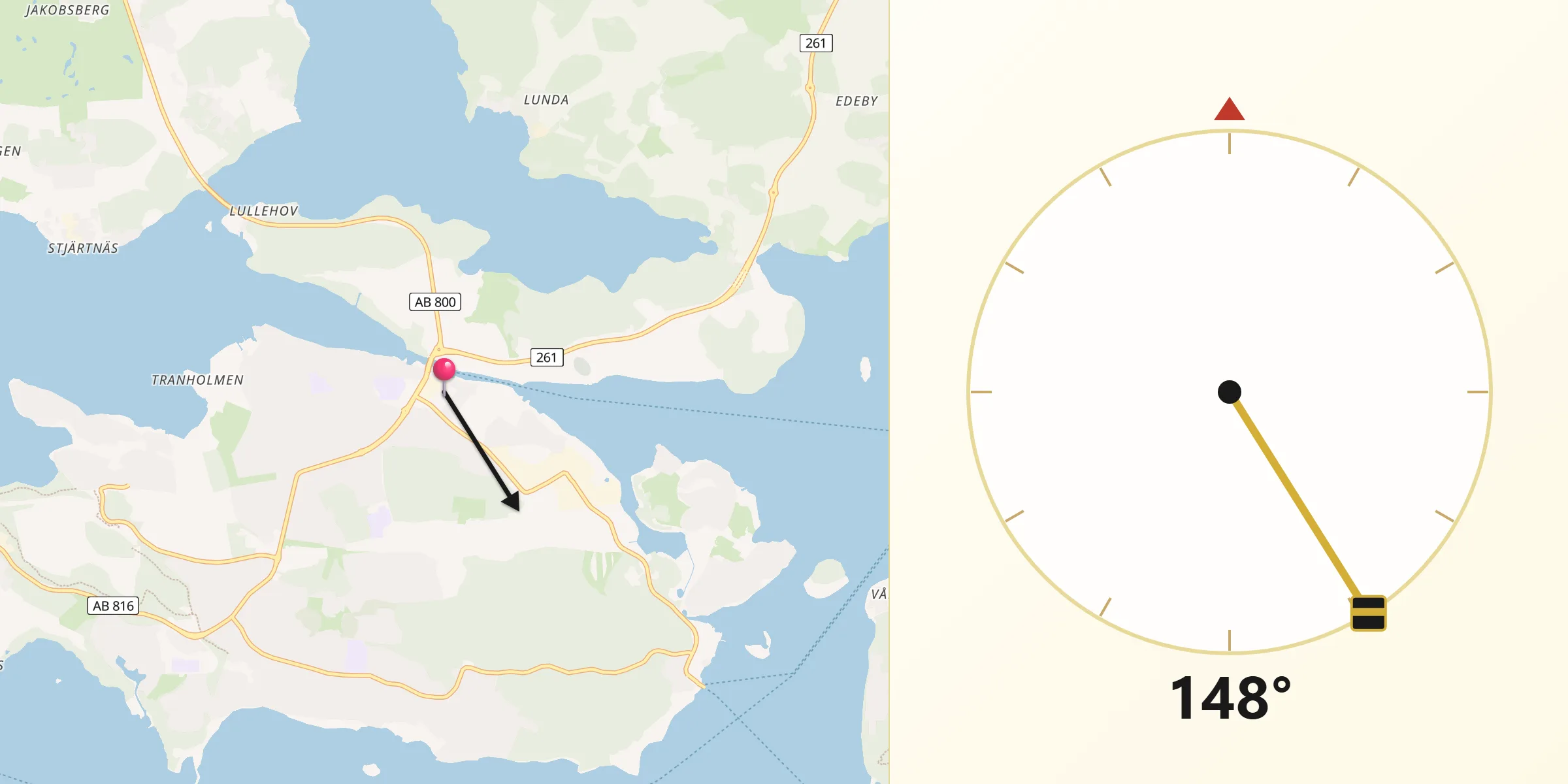 Qibla Riktning från Ekerö